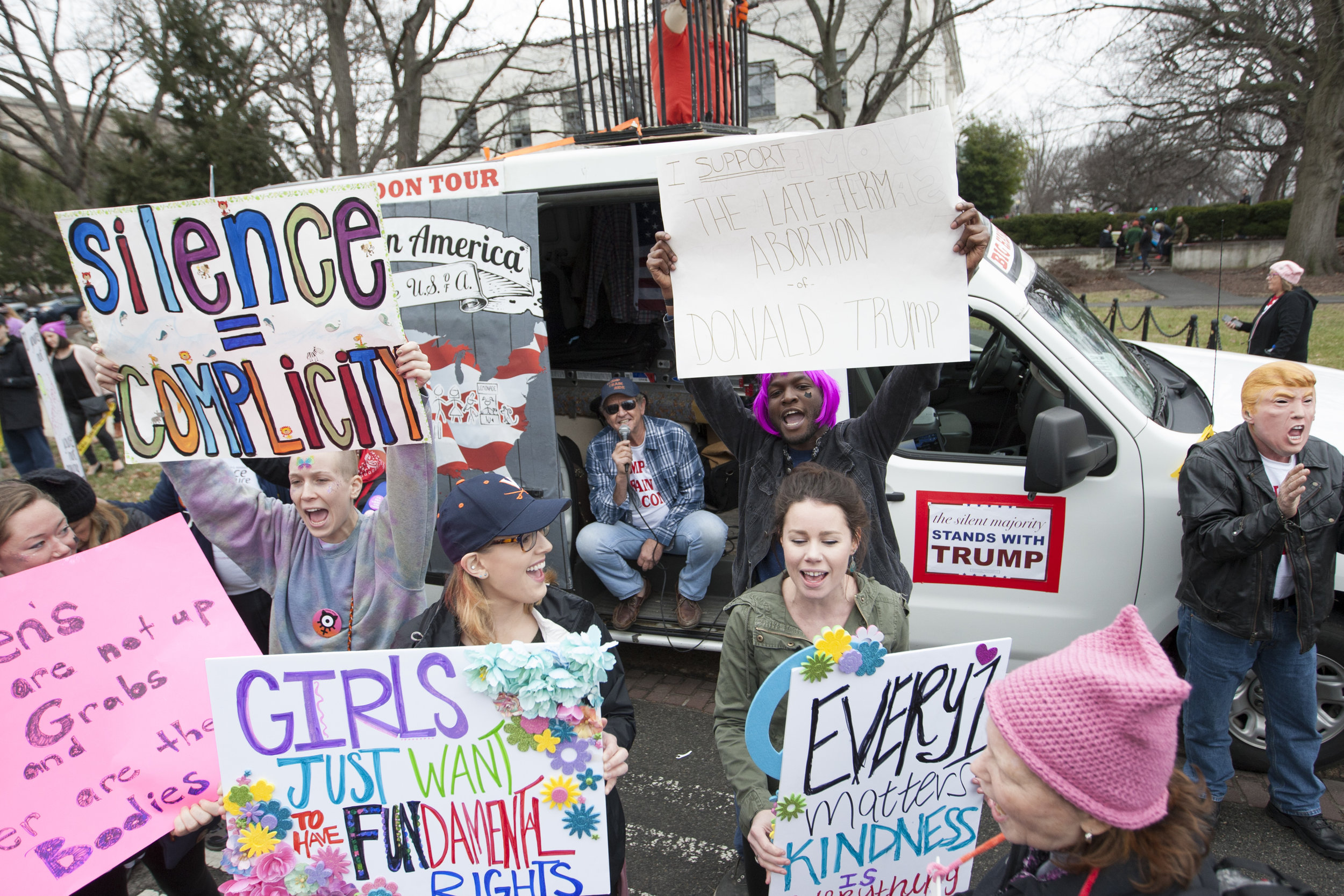  Kenny Stripling of Clarksville, Tennesee, performs a parody song about Donald Trump during his "Big Hands Don" tour in Washington, D.C., during the Women's March on Jan. 21, 2017. Stripling said he was a big fan of Trump just using his First Amendme