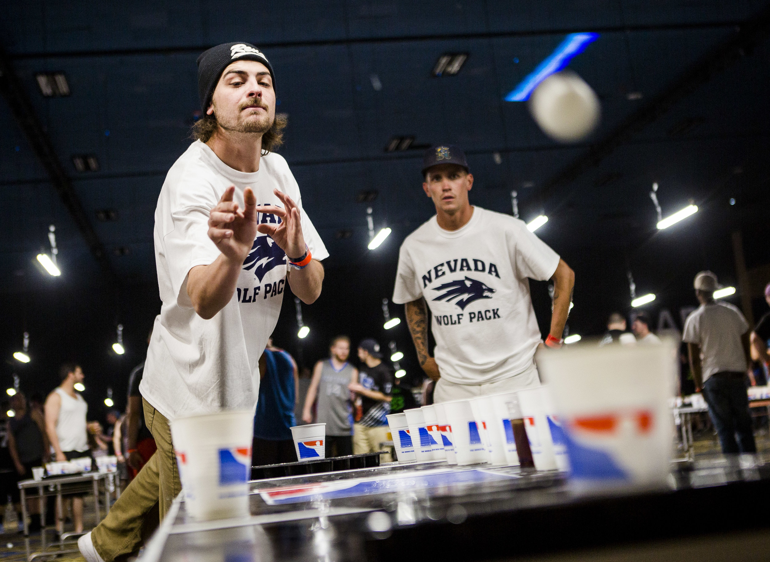  Brent Moyle of Reno practices during the World Series of Beer Pong at the Westgate Las Vegas on Sunday, June 4, 2017. Patrick Connolly Las Vegas Review-Journal @PConnPie 