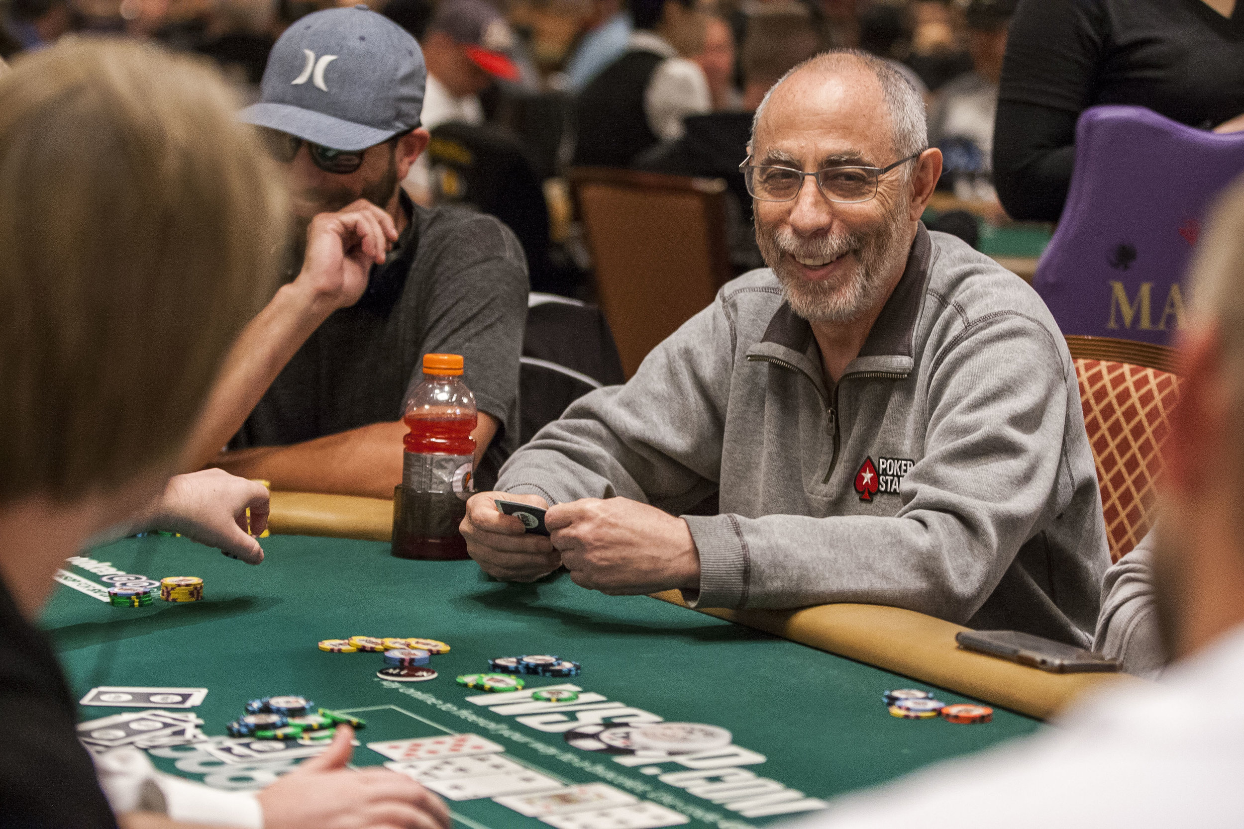  Barry Greenstein reacts after his decision to go all-in paid off in the $2,500 No-Limit Hold'em event in the World Series of Poker at the Rio Convention Center on Thursday, June 15, 2017.  Patrick Connolly Las Vegas Review-Journal @PConnPie 