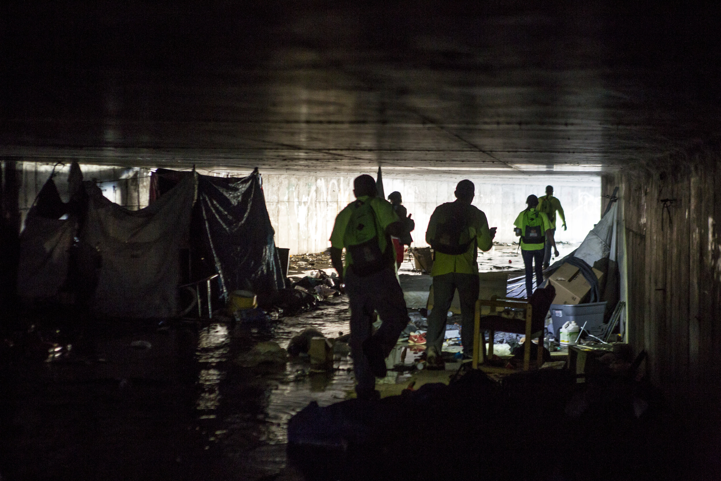  The HELP of Southern Nevada team exits a flood tunnel near the Hard Rock Hotel and Casino on Tuesday, June 27, 2017.  Patrick Connolly Las Vegas Review-Journal @PConnPie 