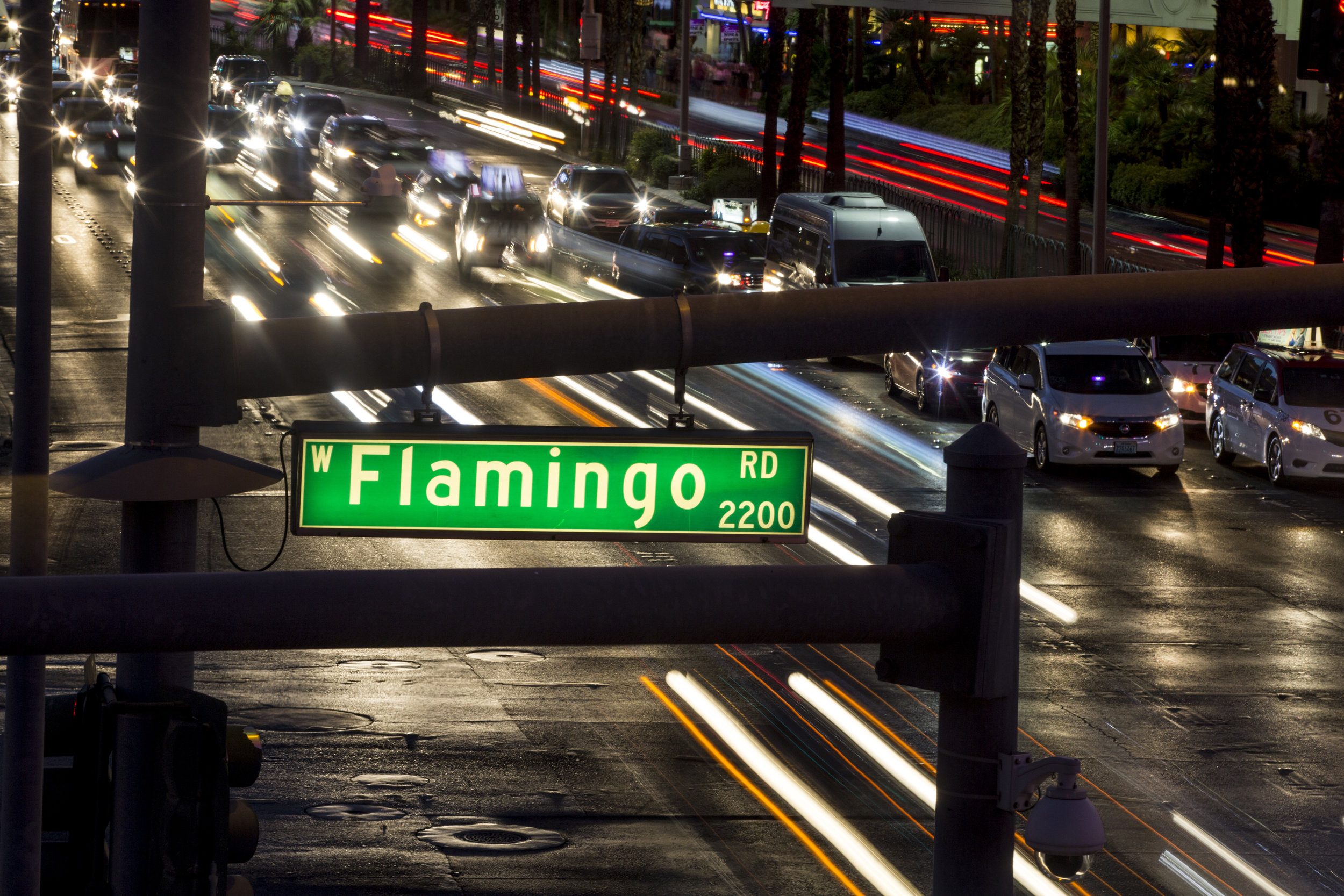  Cars pass by on Las Vegas Boulevard at the intersection of Flamingo Road on Monday, June 26, 2017.  Patrick Connolly Las Vegas Review-Journal @PConnPie 
