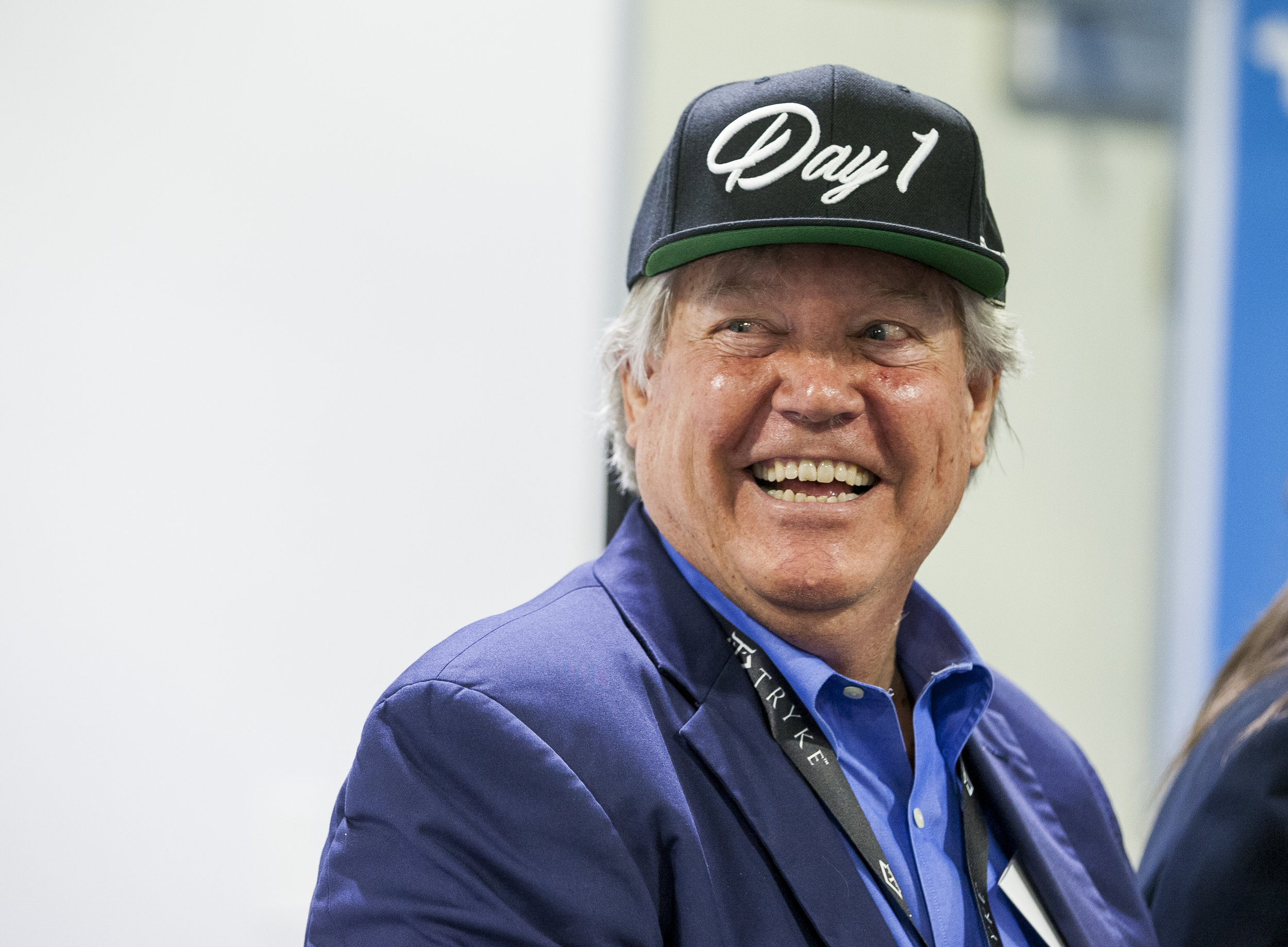  Sen. Tick Segerblom, D-Las Vegas, wears a "Day 1" hat, a reference to the first day of recreational marijuana sales on July 1, after a press conference at Reef Dispensaries near the Las Vegas Strip on Thursday, June 29, 2017.  Patrick Connolly Las V