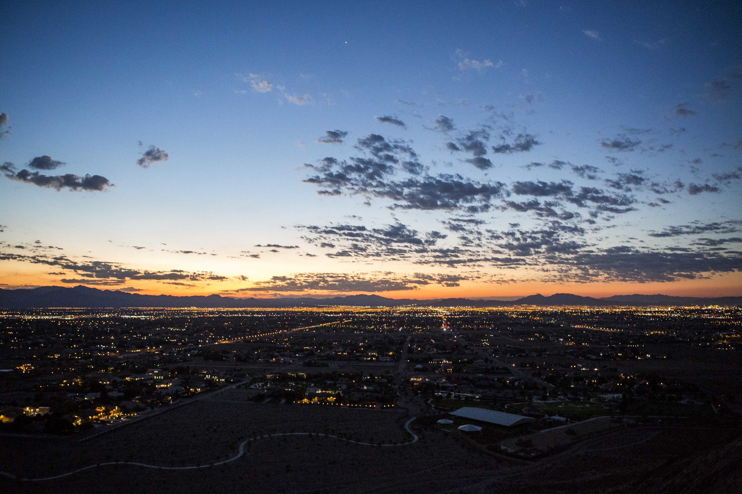  A pre-sunrise view of the Las Vegas Valley from Lone Mountain on Tuesday, Aug. 8, 2017.  Patrick Connolly Las Vegas Review-Journal @PConnPie 