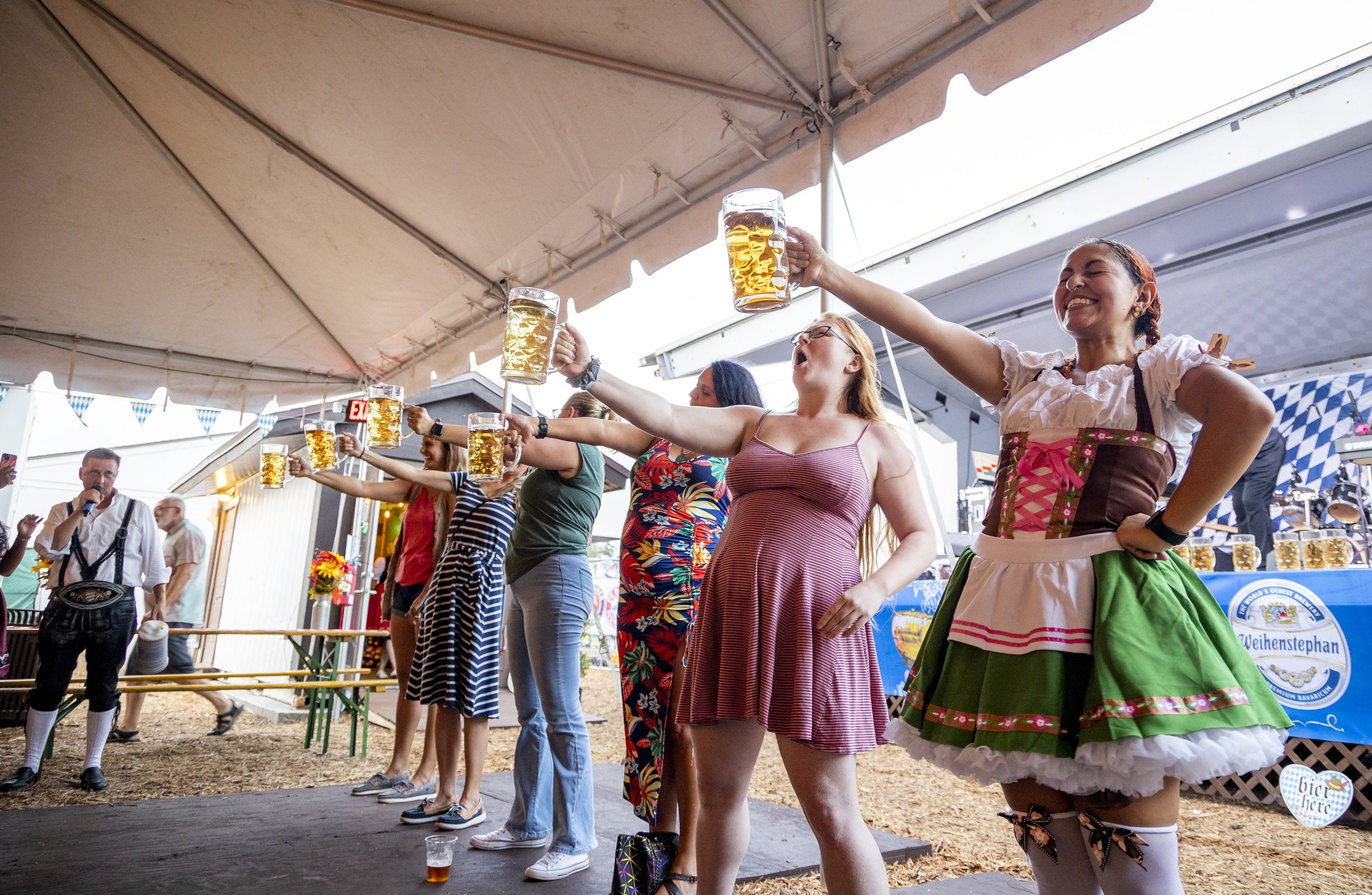  Stein hoisting is part of the festivities at Krush Brau Park in Kissimmee on Friday, Sept. 23, 2022. 