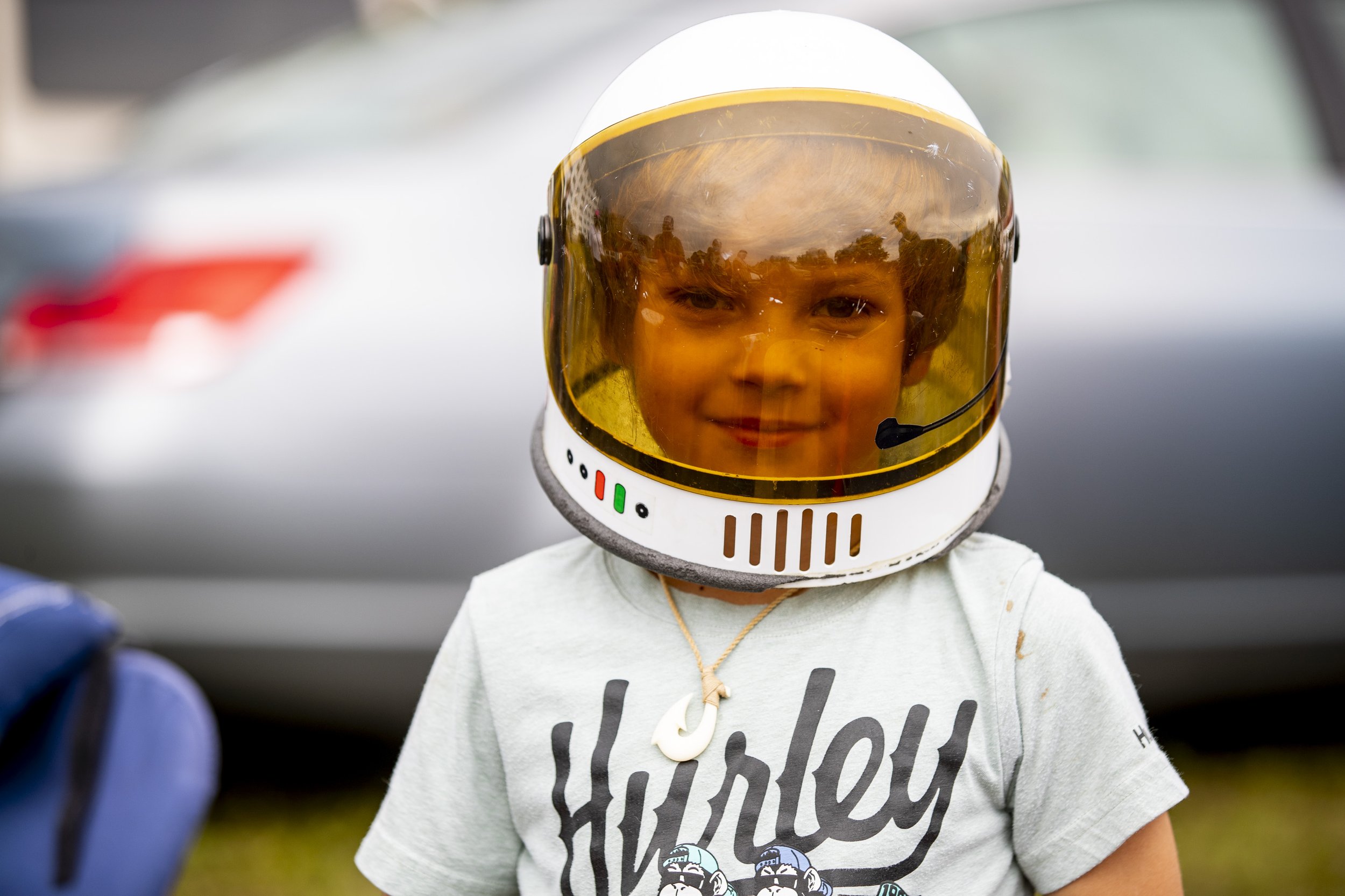  Reef Luman, 6, of Jacksonville, dons his astronaut helmet ahead of the scheduled launch of SaceX's Crew Dragon capsule containing astronauts Bob Behnken and Doug Hurley in a field overlooking the Indian River in Titusville on Wednesday, May 27, 2020