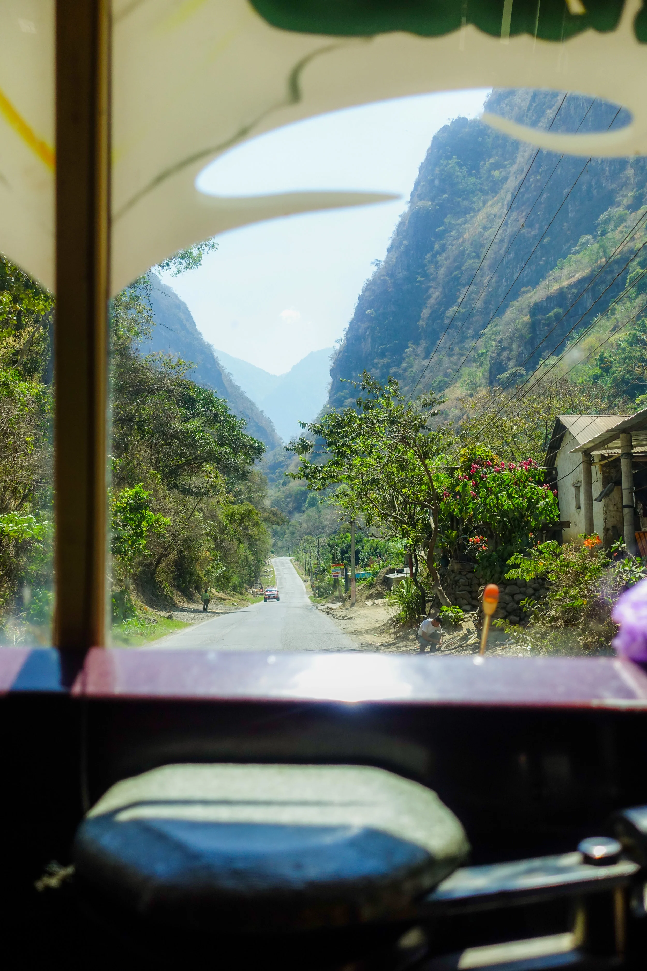 Guatemalan “chicken bus” ride from the La Mesilla border of Mexico and Guatemala.