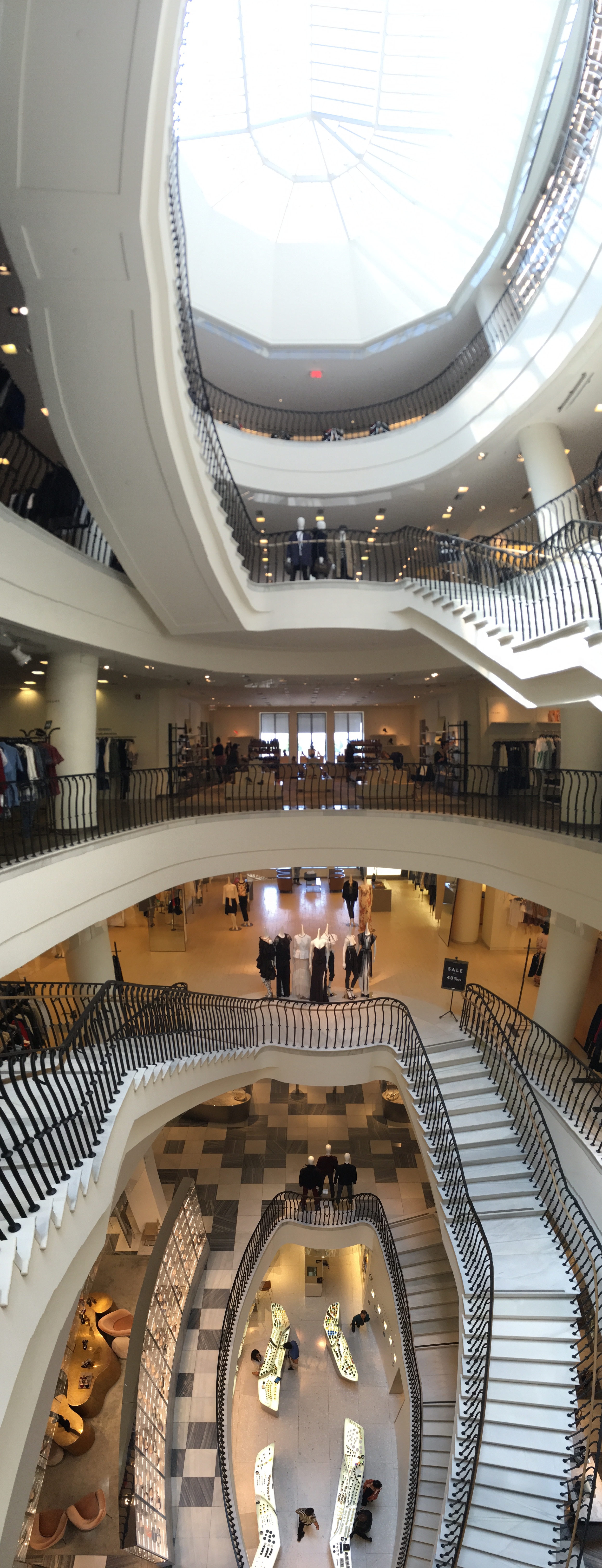 Taken inside the Barney's New York store in Beverly Hills, looking down on the perfumes.
