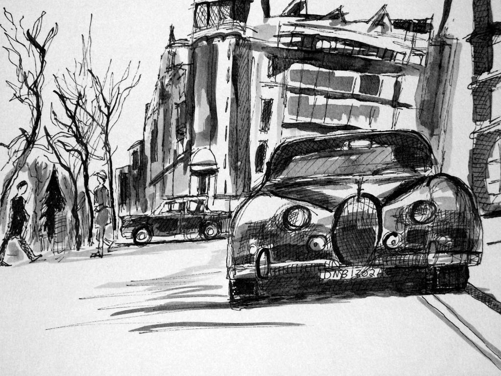 London Noir 1 (Ink and Wash on Paper) 