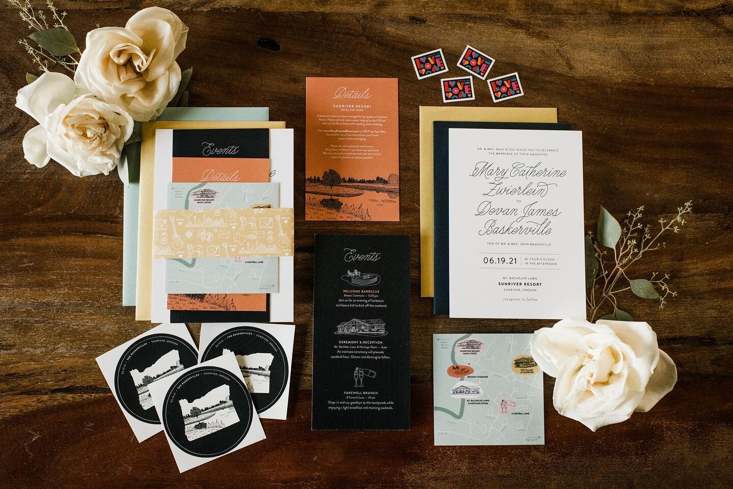 Simply my proudest work&mdash;my own wedding invitation suite! Thank you for capturing it, @kimberlykayphoto 🥰 #wedding #weddingcalligraphy #weddinginvitations #lettering #sunriveroregon #sunriverweddings