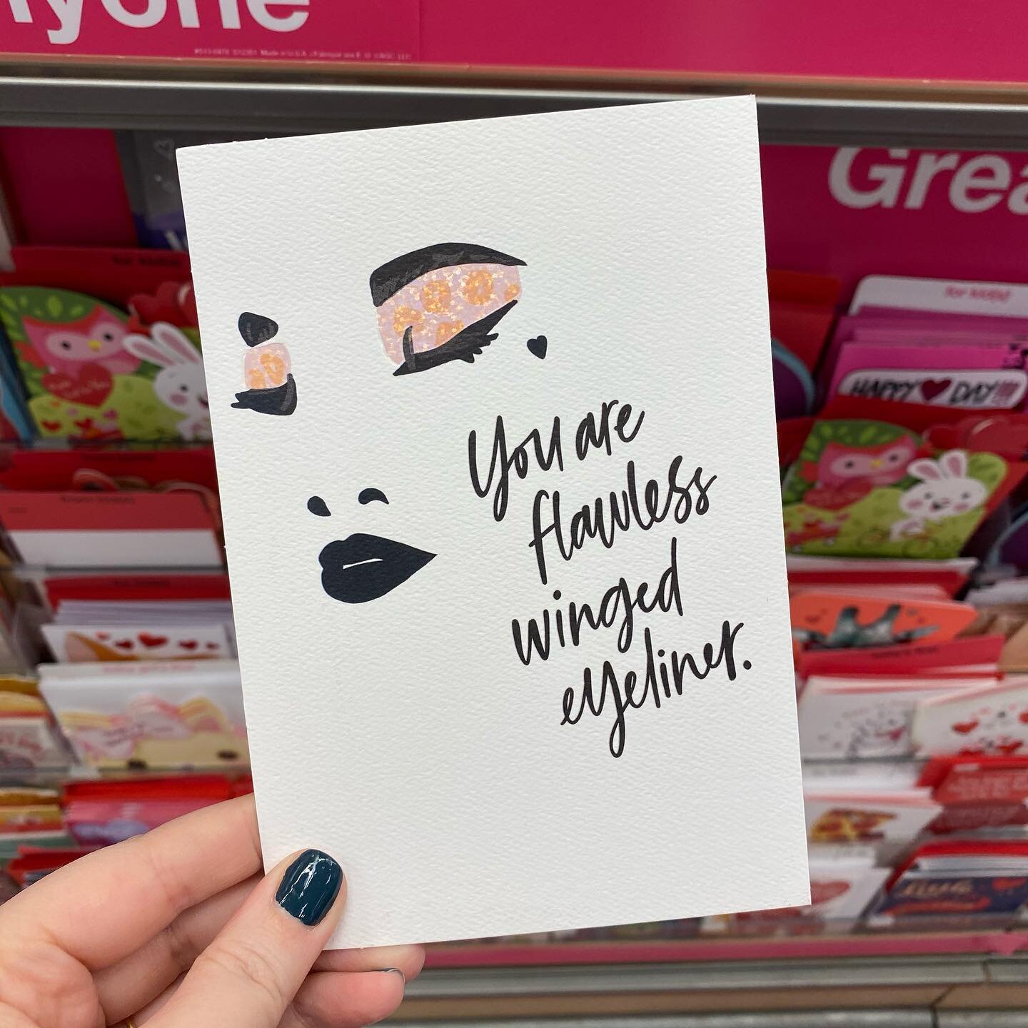 A few Galentine&rsquo;s Day cards I lettered in Target now! #handlettering #greetingcards #amgreetings #lettering