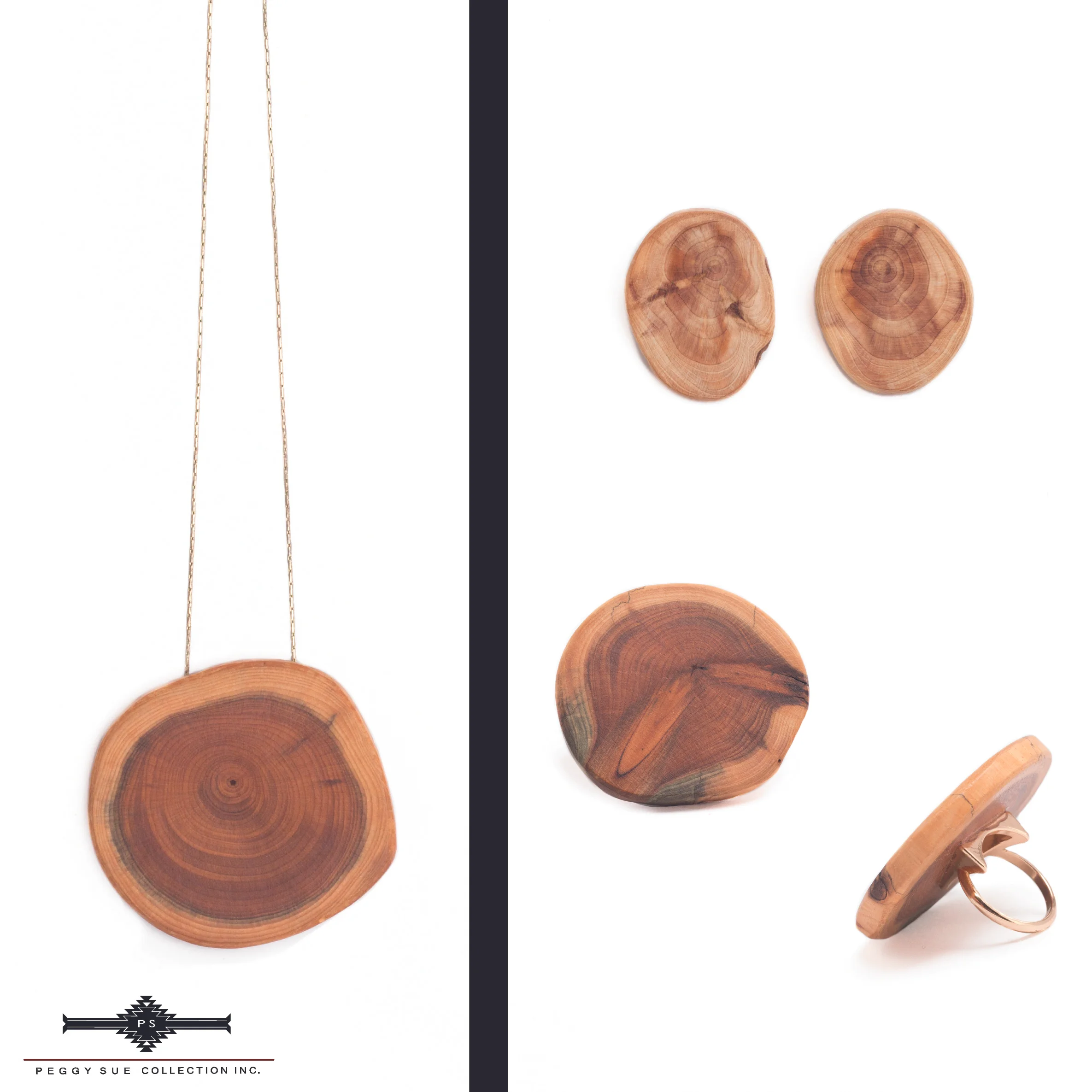 Canadian Yew Wood Jewellery Set