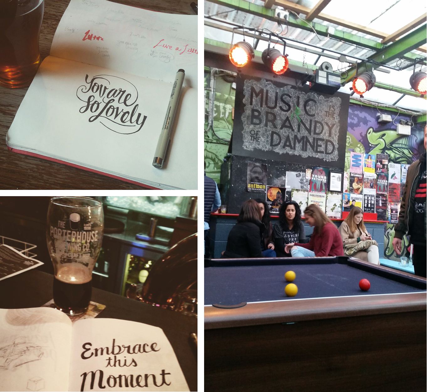 Drinking, doodling, and playing pool with tiny balls