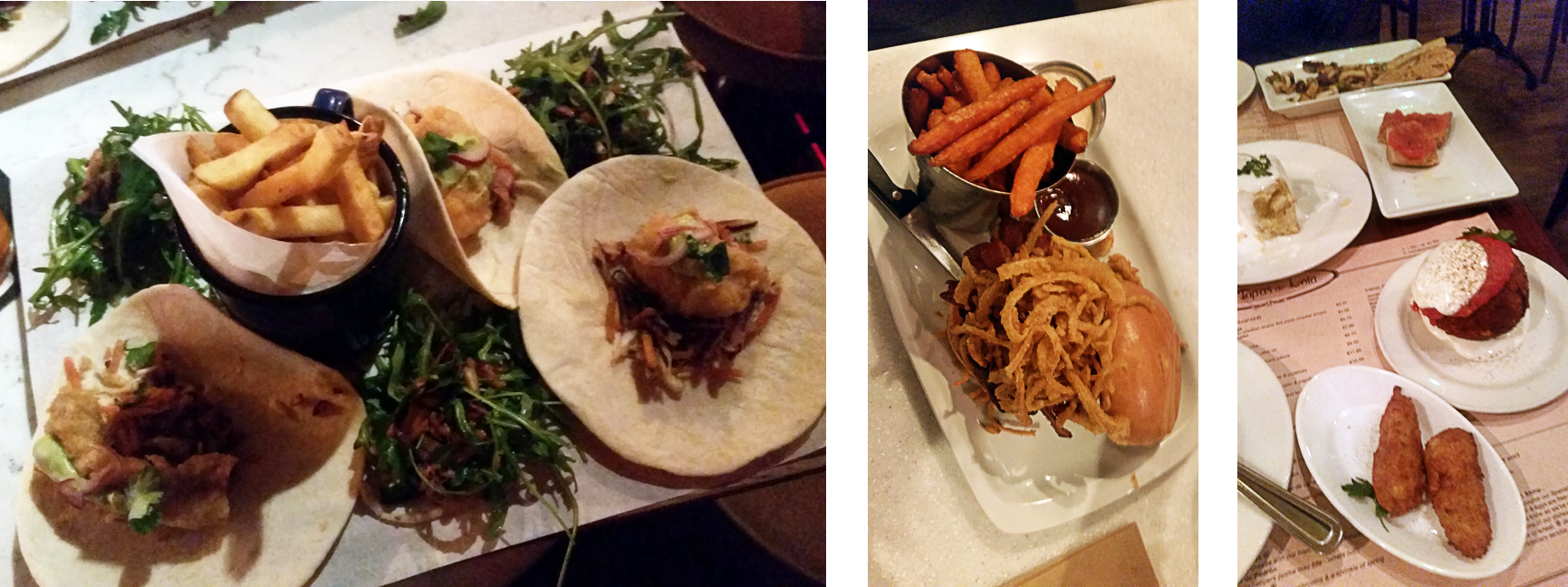 Fish tacos, burgers, and tapas.