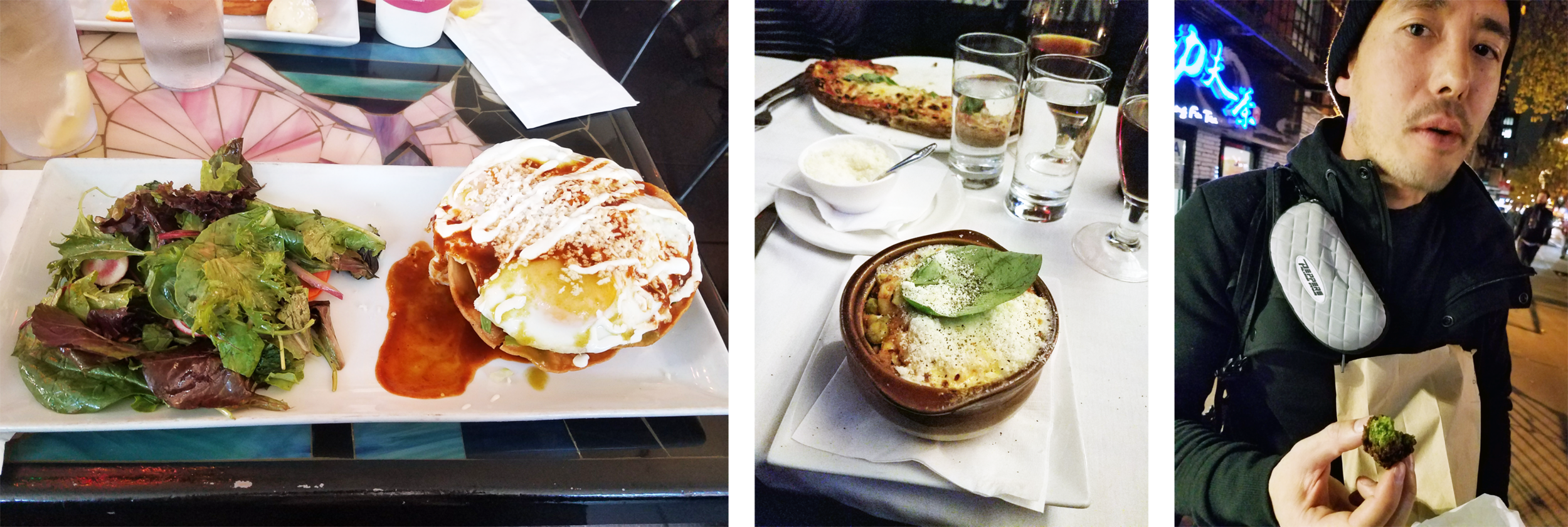 Huevos Antonio—Baked pasta—Schwarma + Falafel