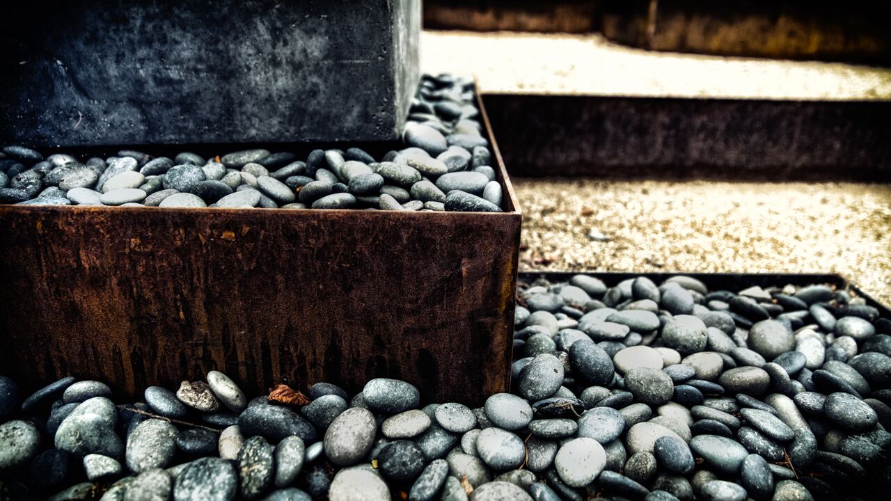 Rusted Mild Steel Planter with Sealed Mexican Pebble