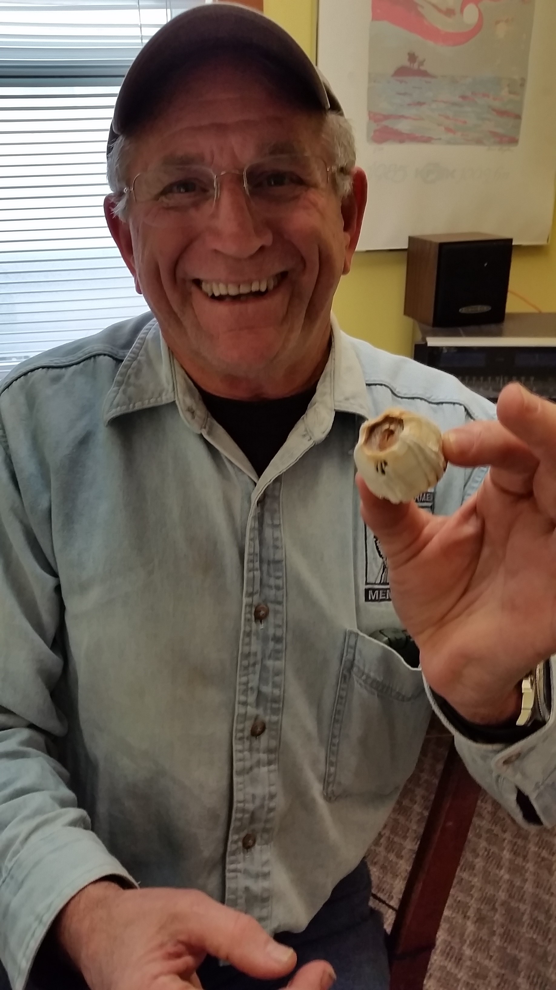 Steve and a barnacle from the whale.