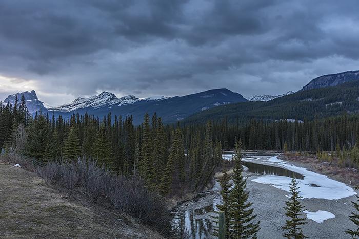 Evening view along the Trans-Canada Highway, Banff National Park