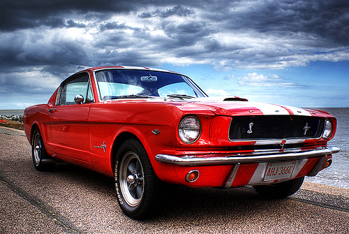 "Ford Mustang on Felixstowe Beach" by Steve Arnold
