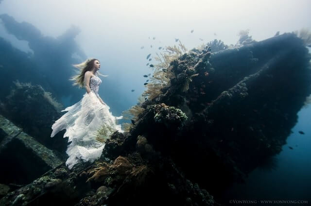 Underwater shipwreck in Bali. Photo credit: Ben Von Wong