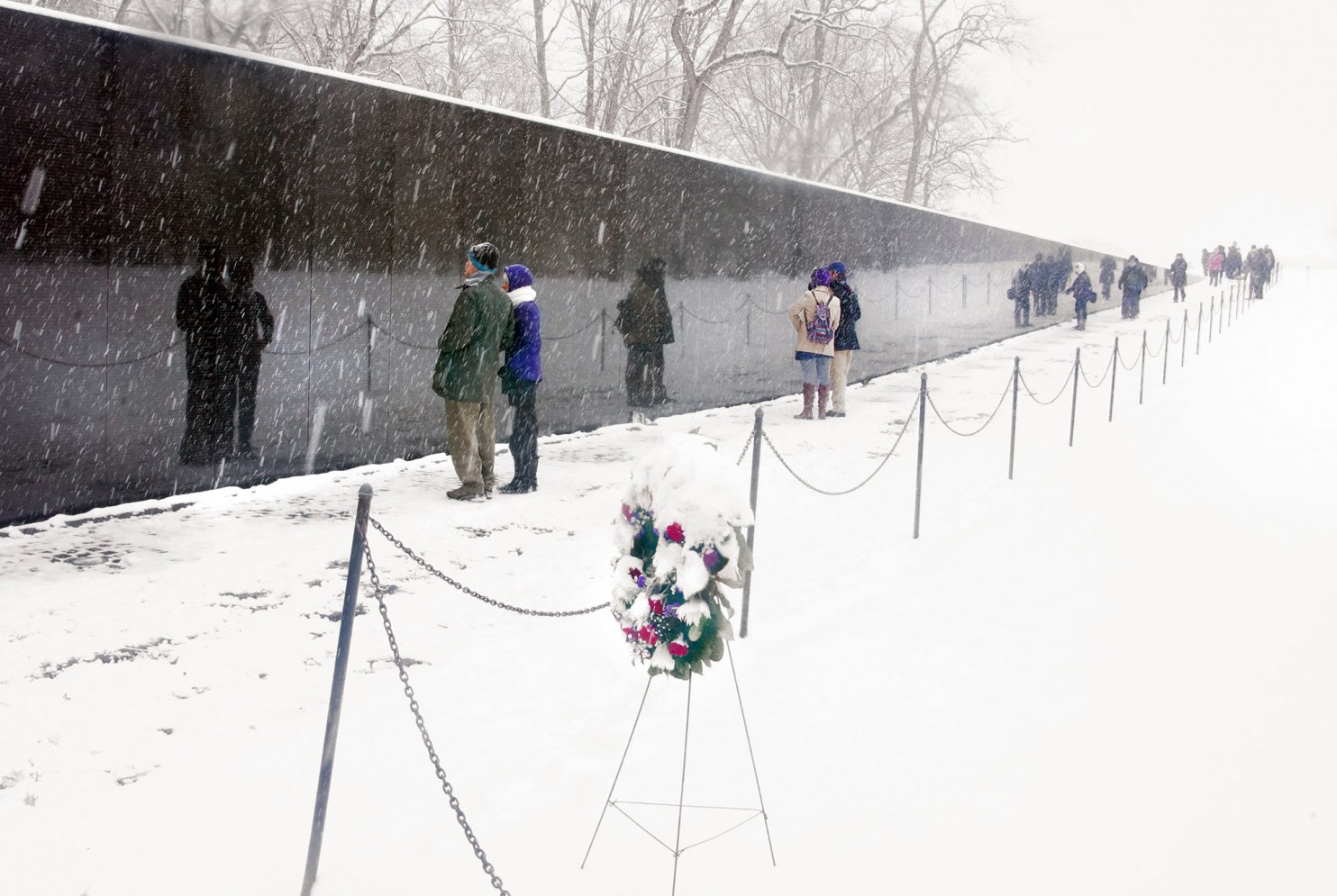 The Vietnam Veterans Memorial with heavy snow, February 15, 2016. Photo credit: Kevin Ambrose