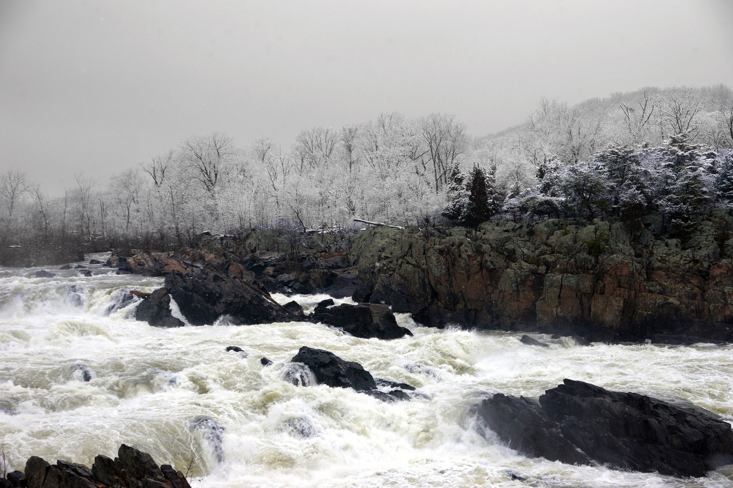 Great Falls frosted with snow, March 4, 2016. Photo credit: Kevin Ambrose