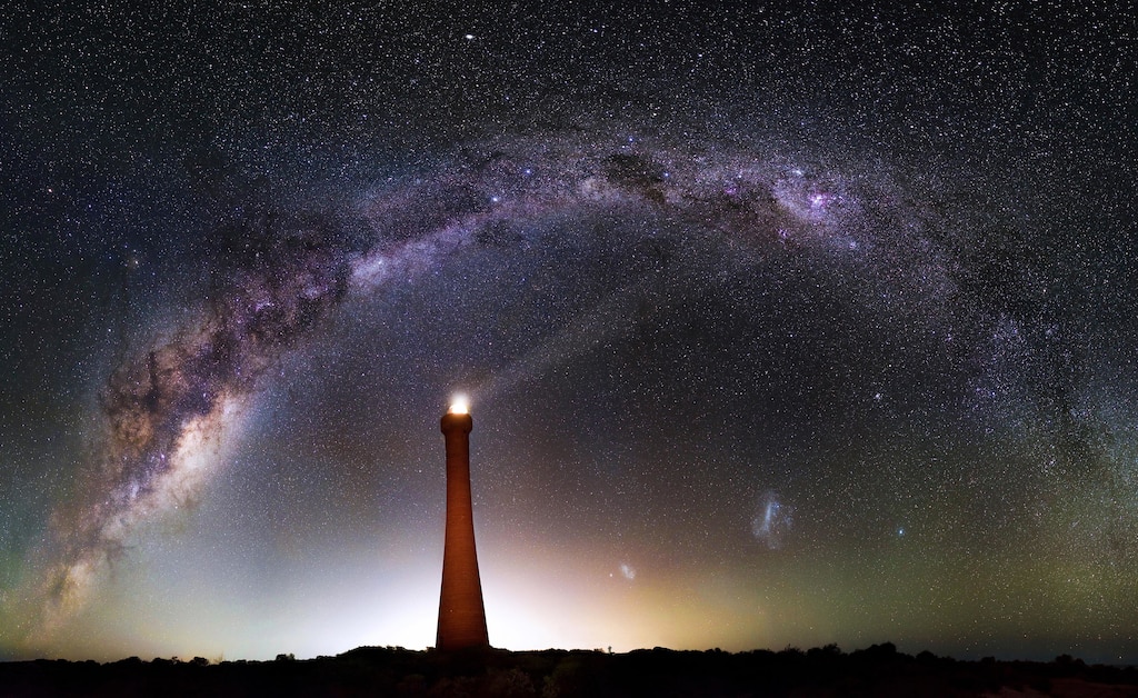 A panorama of the night sky over Guilderton Lighthouse just north of Yanchep. Photo credit: Trevor Dobson