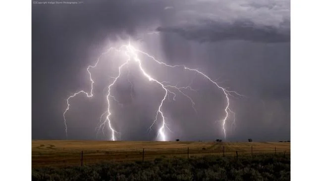 This storm cell tracked straight over Southern Cross right on sunset with a frequent and intense display of cloud to ground lightning. Picture: Kylie Gee - Indigo Storm Photography