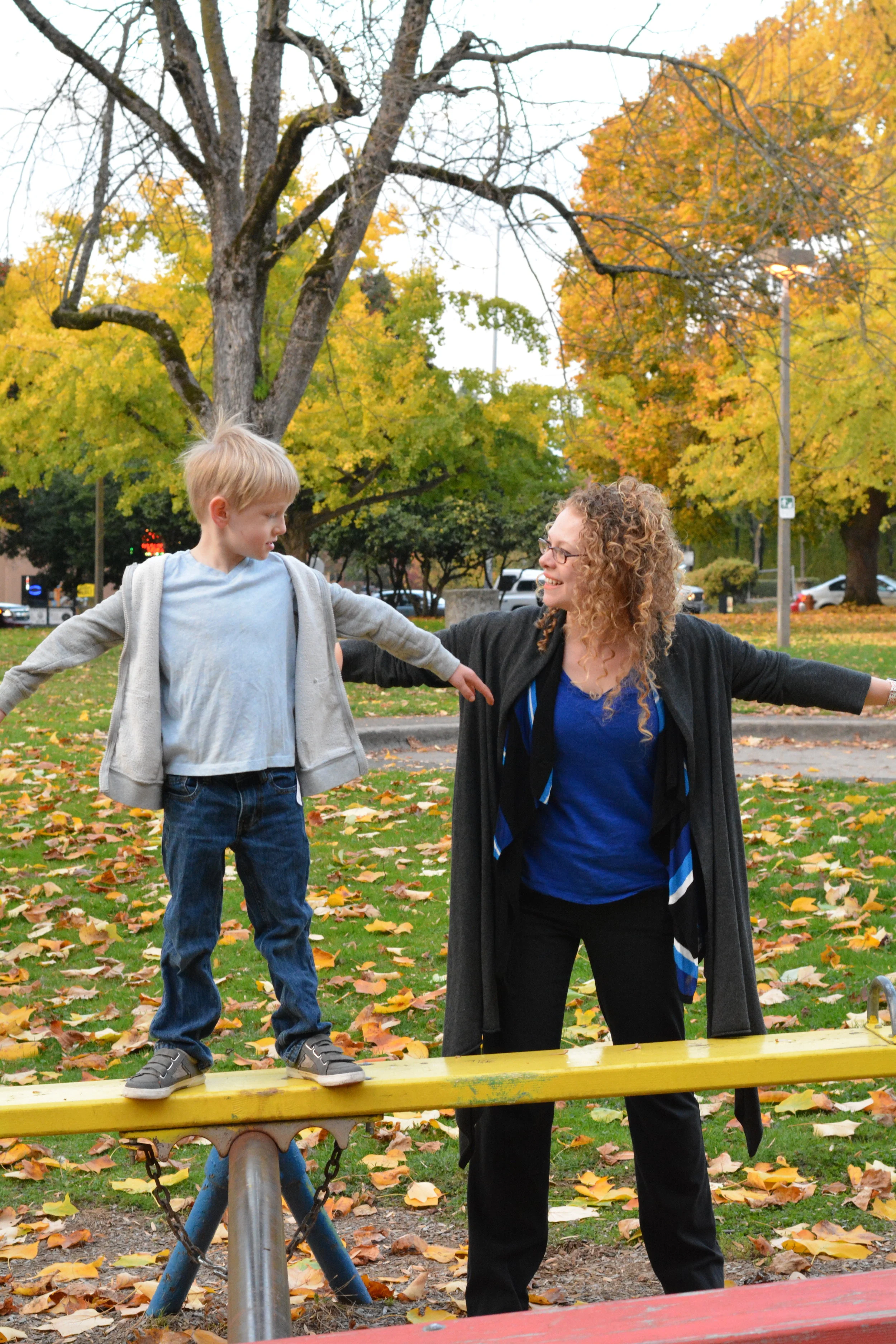 Brittany Smith, ADHD Coach, helping a child balance