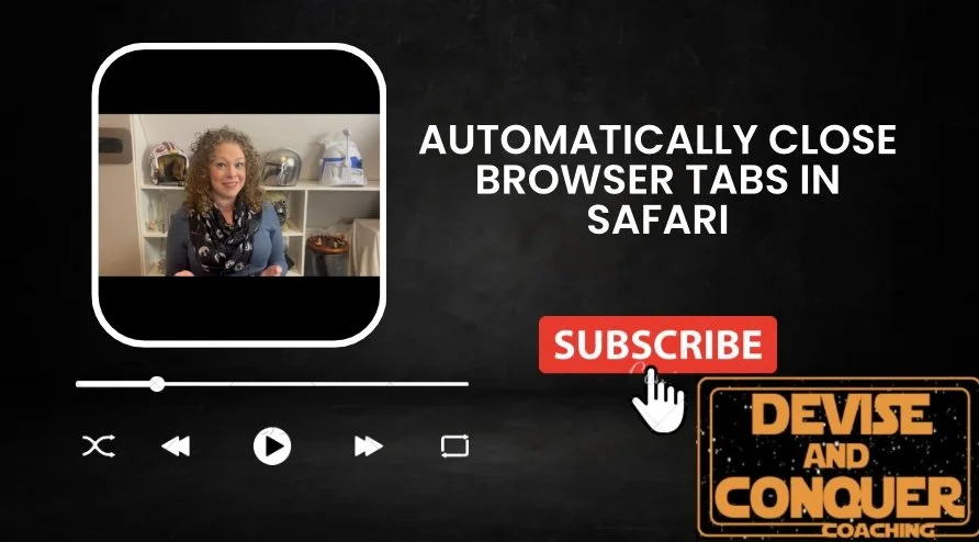 the thumbnail to Brittanys YouTube video, titles, "Automatically close browser tabs in safari"
