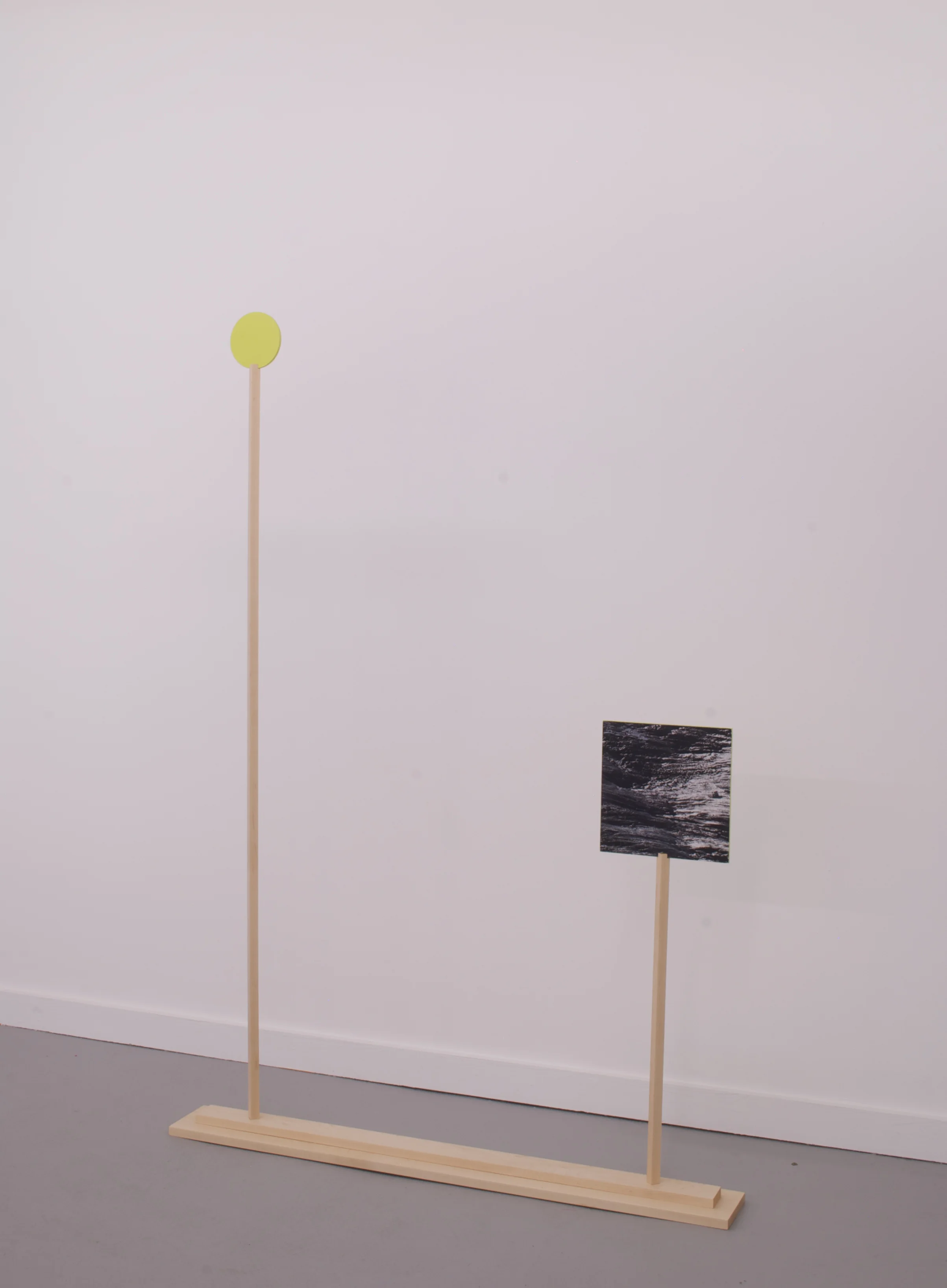 Circle & Square , 2014 maple, pigment print, gel medium, paint, and lacquer. 68 x 48 x 6 inches