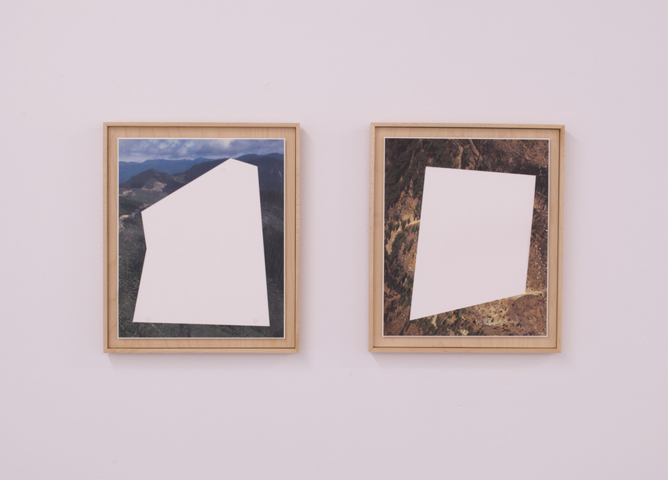   Clearcut/Handcut (1&amp;2) &nbsp;, 2014  collage on paper in maple frame. &nbsp; &nbsp; &nbsp; &nbsp; &nbsp; 11"x 14" framed&nbsp;    