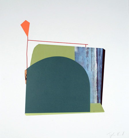   Sea and Peach Diamond,&nbsp; 2013  collaged monoprint.&nbsp;29.5 x 25.5 inches 