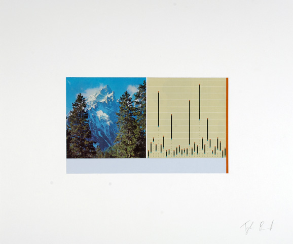   Mountain vs. Chart,  2013  collage on paper.&nbsp;18 x 21.5 inches 