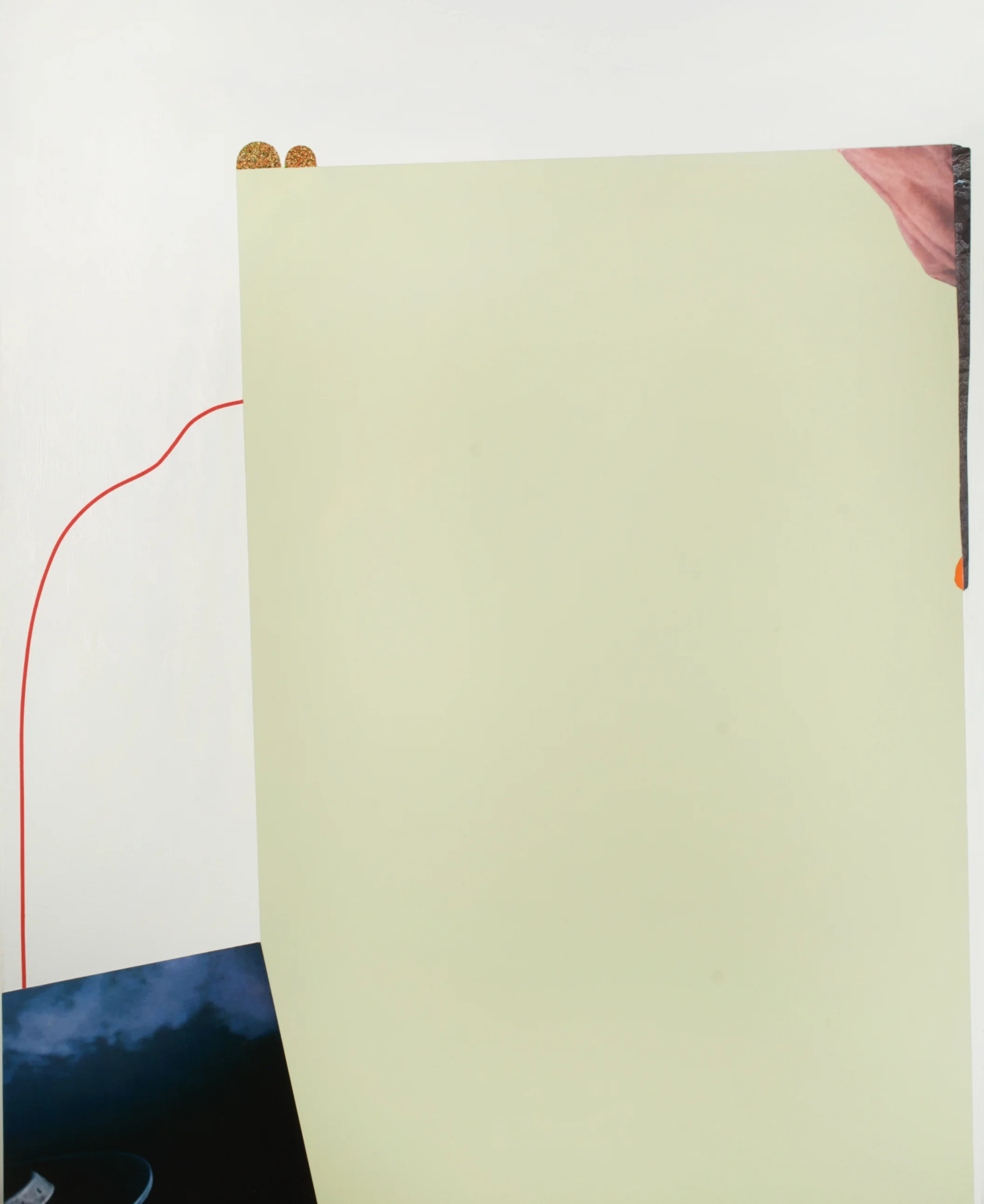 Her laughter contained the faint smell of mint, 2012 acrylic paint, varnish, and collage on wood panel. 40 x 32 inches