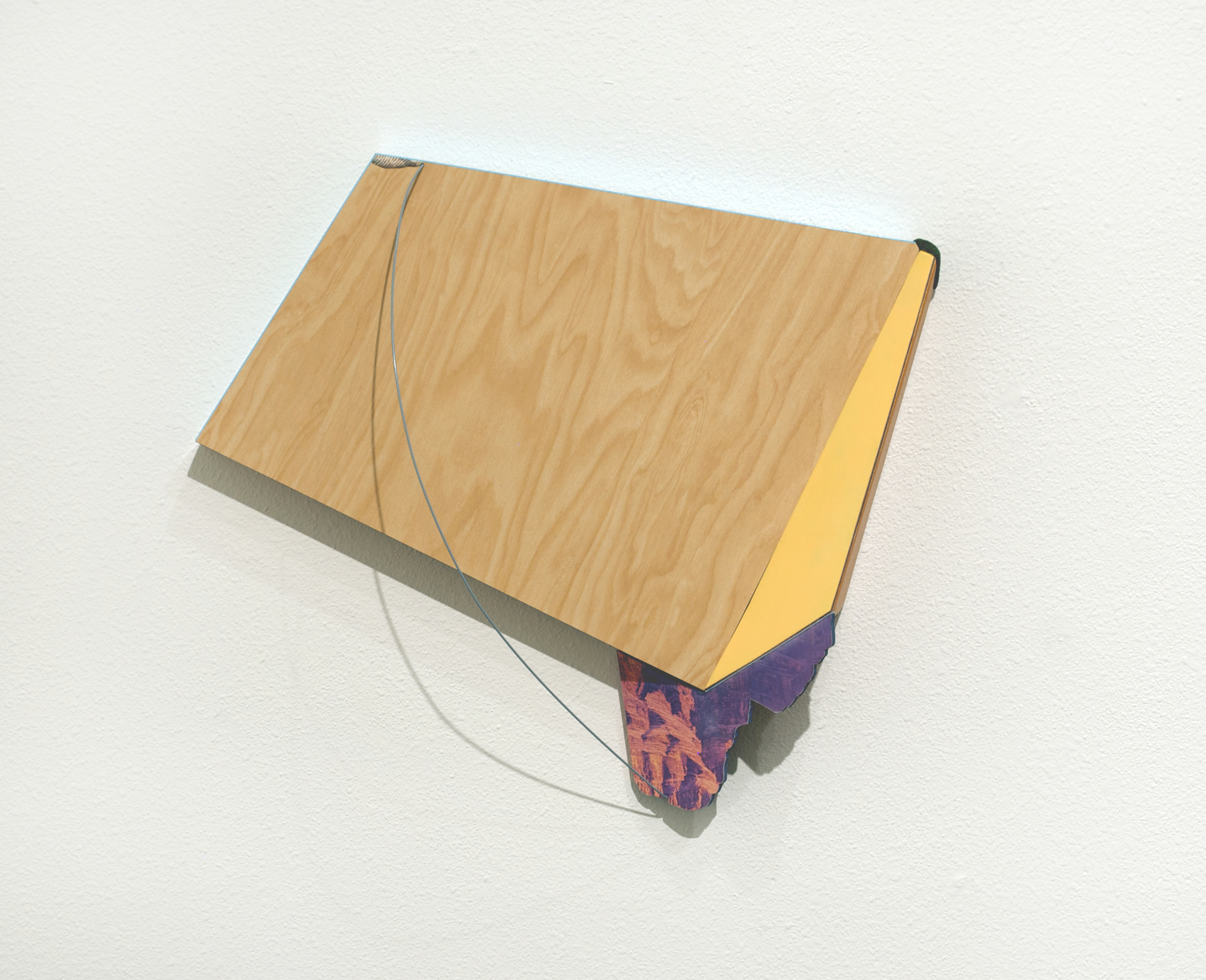   She had an elegance, but something seemed a tad fake,  2012  formica, wood, wire, paint, and cut paper.&nbsp;19 x 22 x 6 inches 