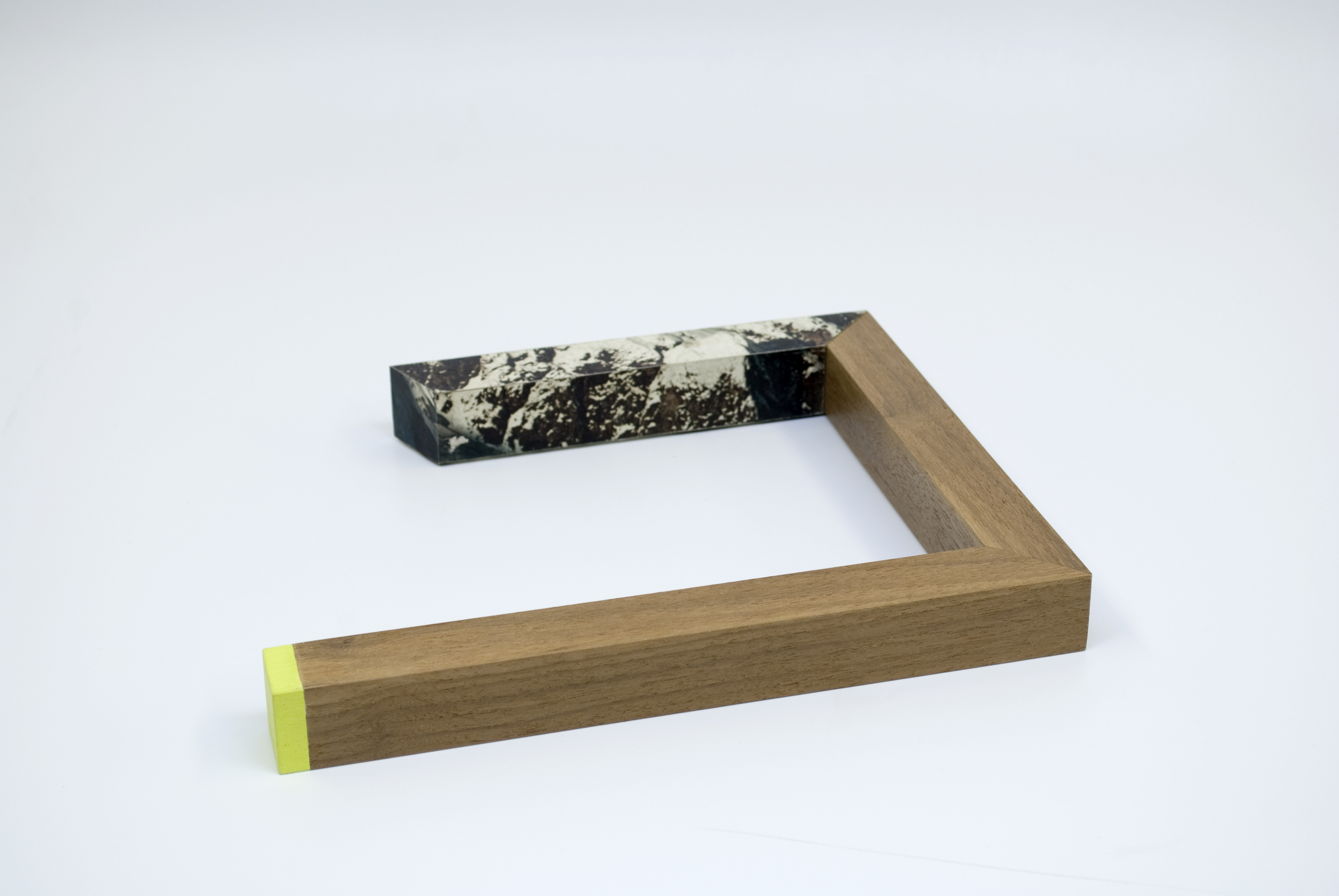   Maquette 13 , 2015  1.5 x 8 x 12 inches  Wood, paint, found image 