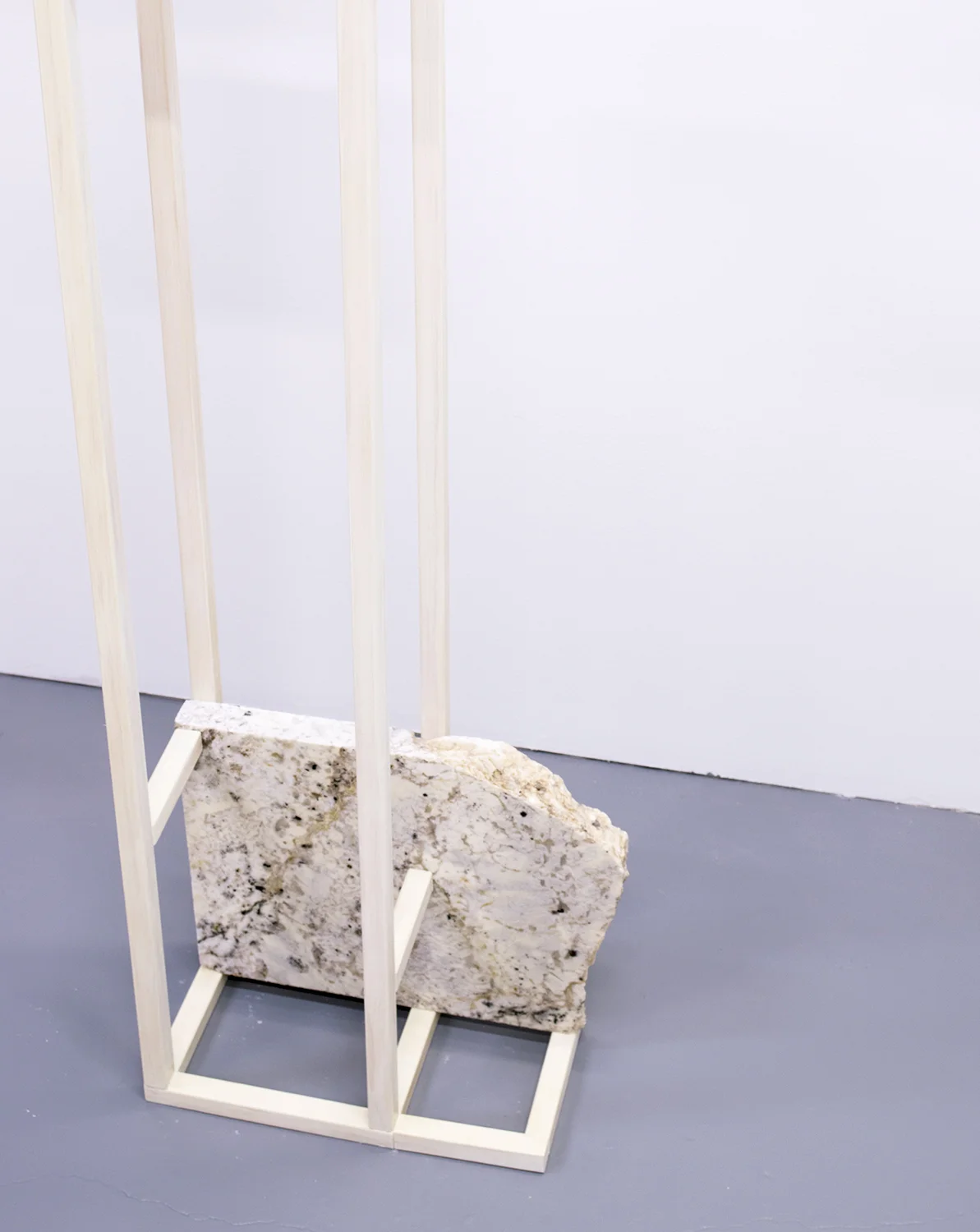Just Beyond Tree Line, 2016 53 x 13 x 7 inches wood, granite, ceramic, brass rod, and plexi-glass