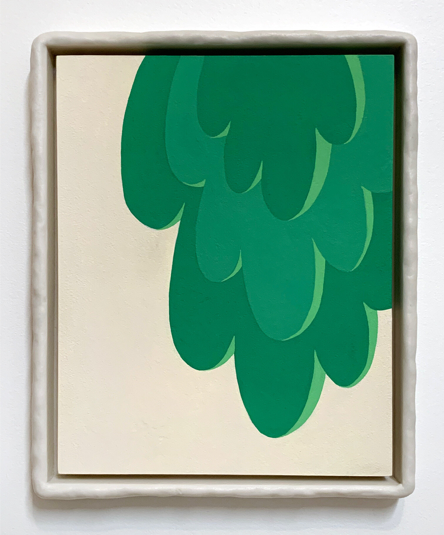   Droopy Pulp , 2019  15 x 12 x 2 inches  Flashe on wood panel in marble composite frame 