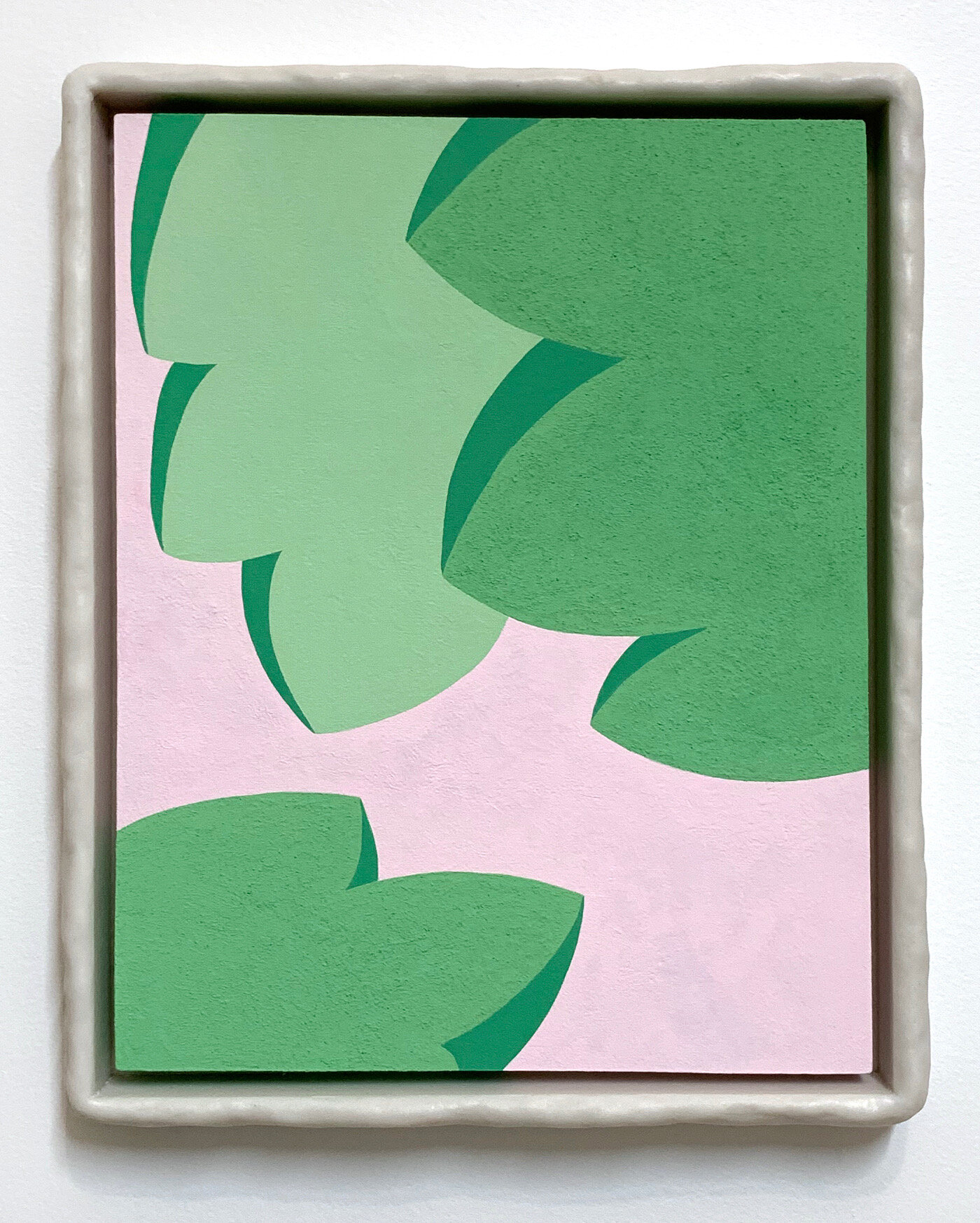   Three Leaves , 2019  15 x 12 x 2 inches  Flashe on wood panel in marble composite frame   