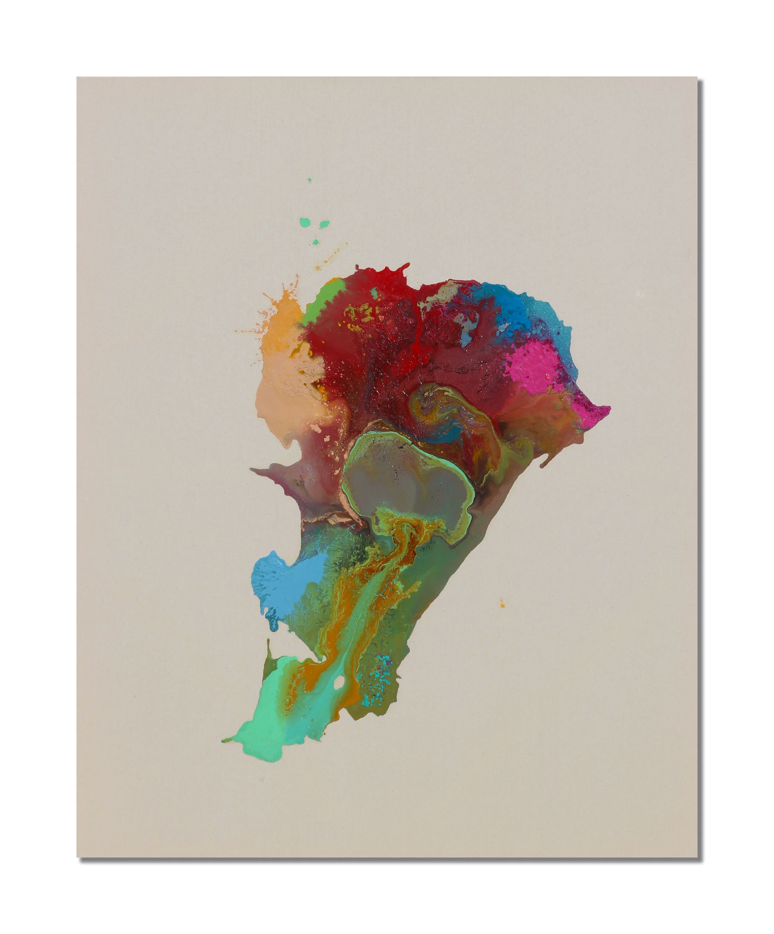 "His Fetus" 48x60 - acrylic/water and ink mixture on partailly gessoed canvas