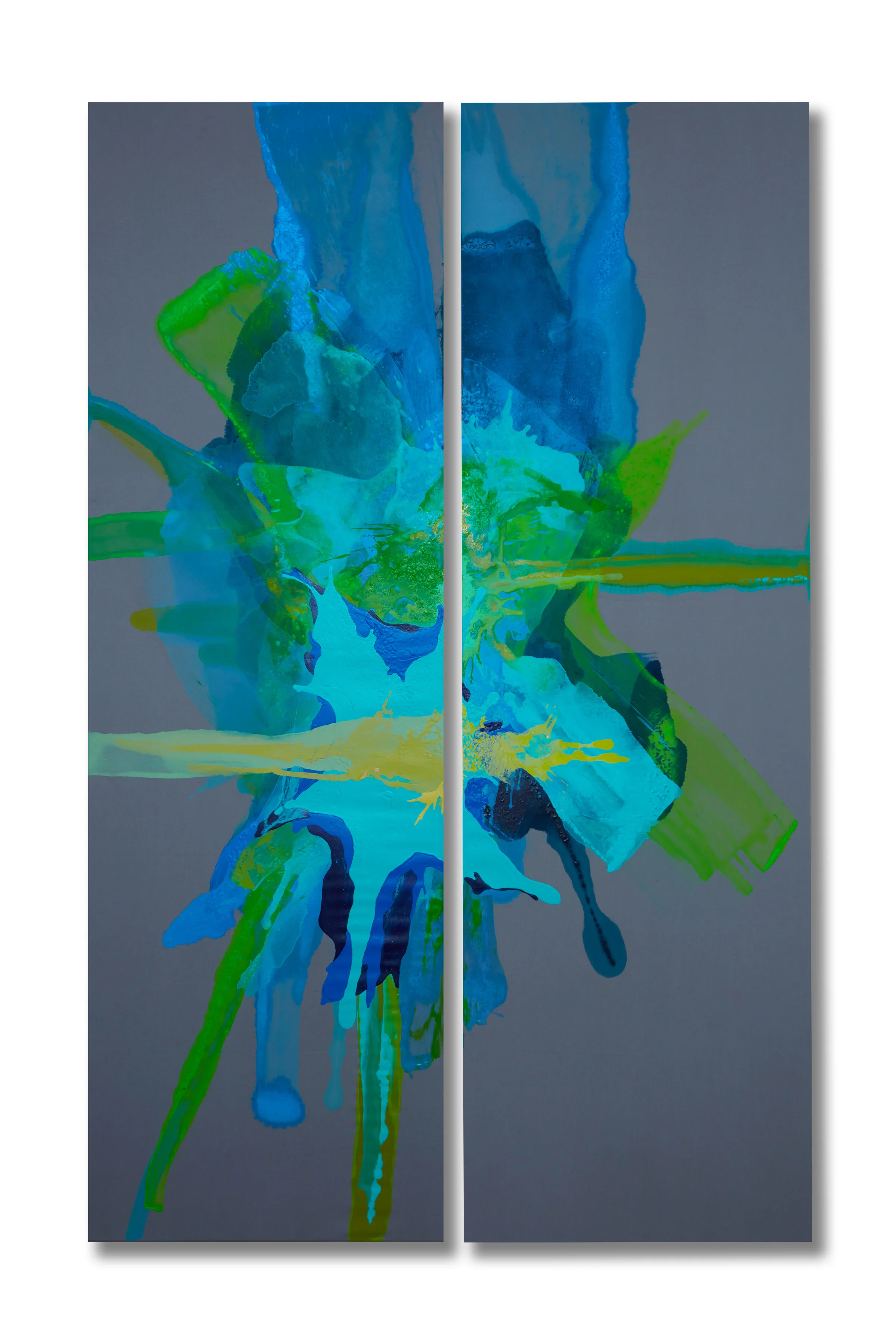 “Florescence” 84x26 - acrylic/acrylic inks on partially primed polyester cotton