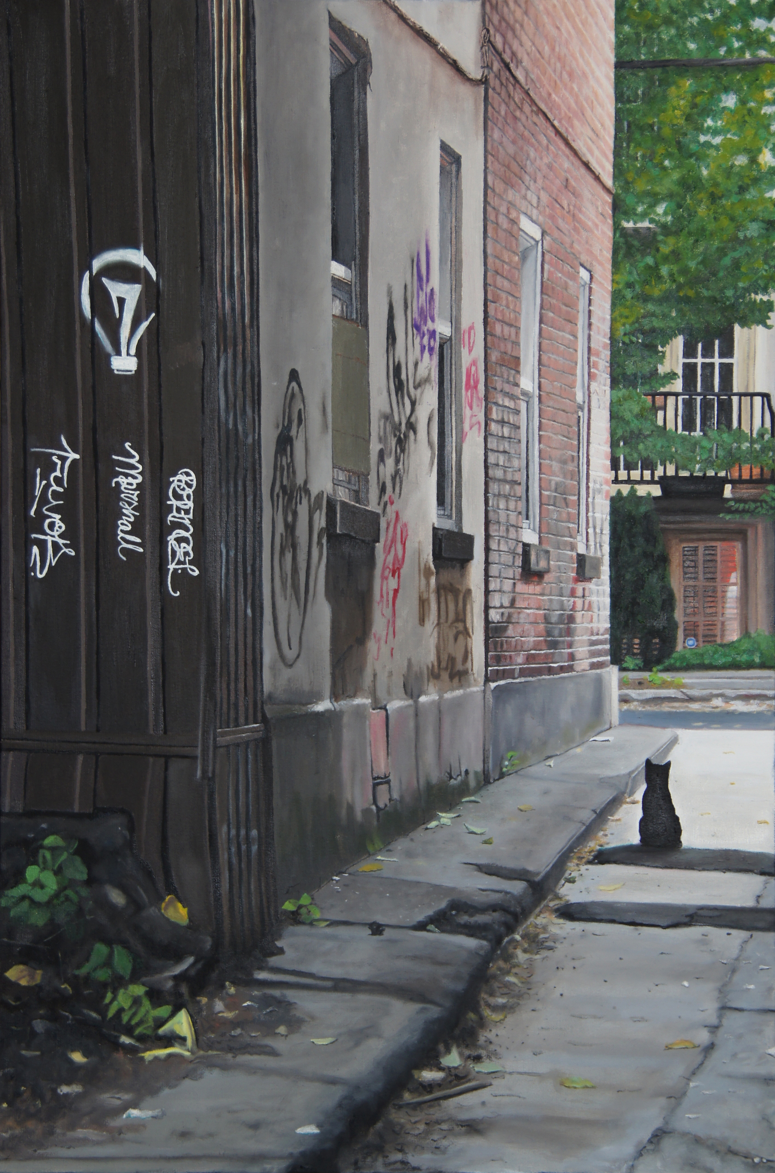 "Montréal" (Chat Noir) 2' x 3' Oil on Canvas