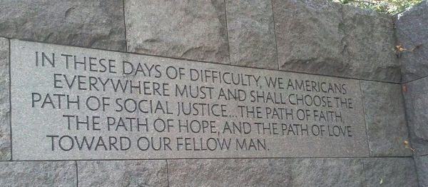 On the wall at the FDR Memorial, Washington, DC
