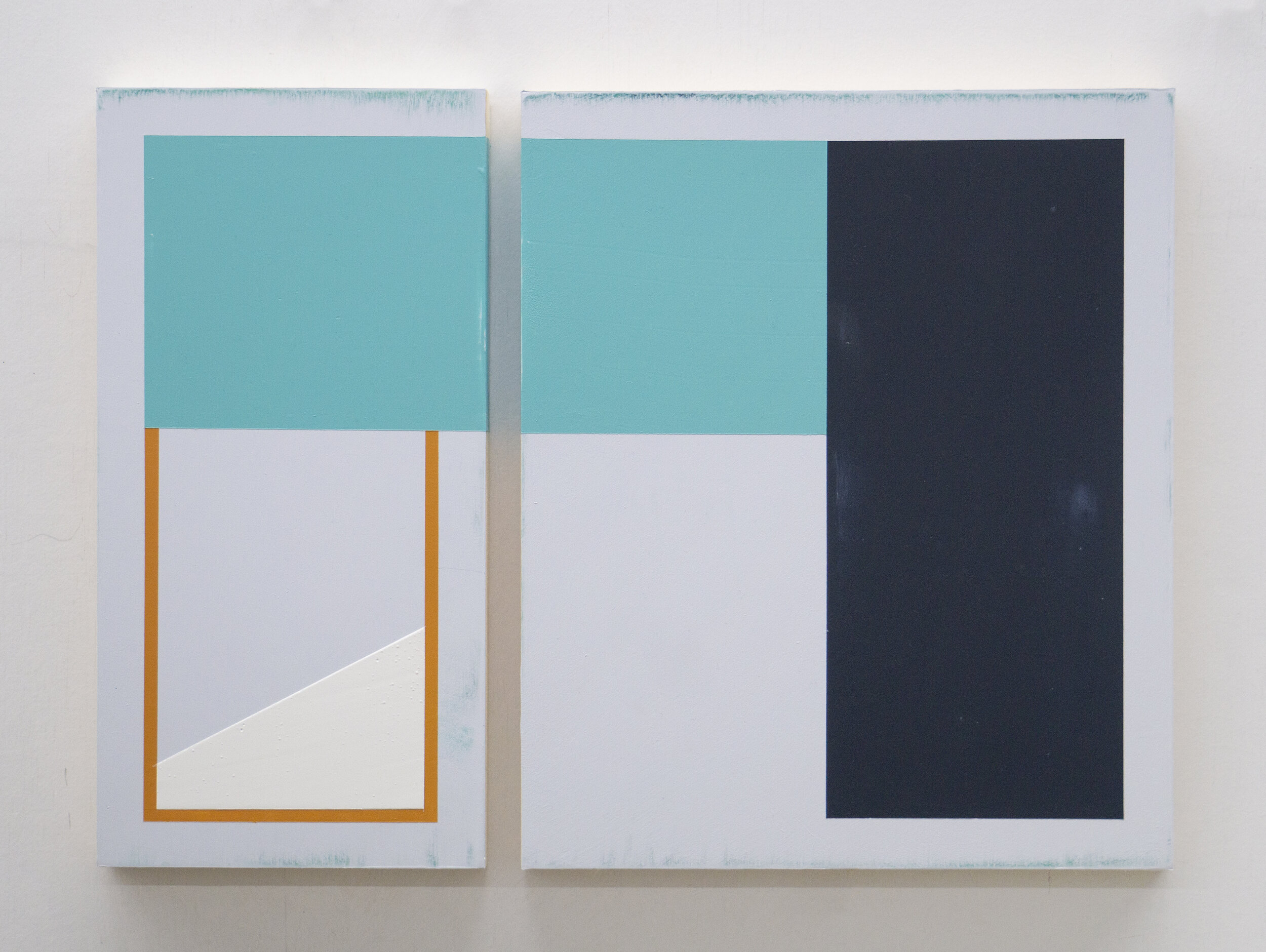 Siblings 12” x 6” and 12” x 10” Acrylic on wood panels 2019