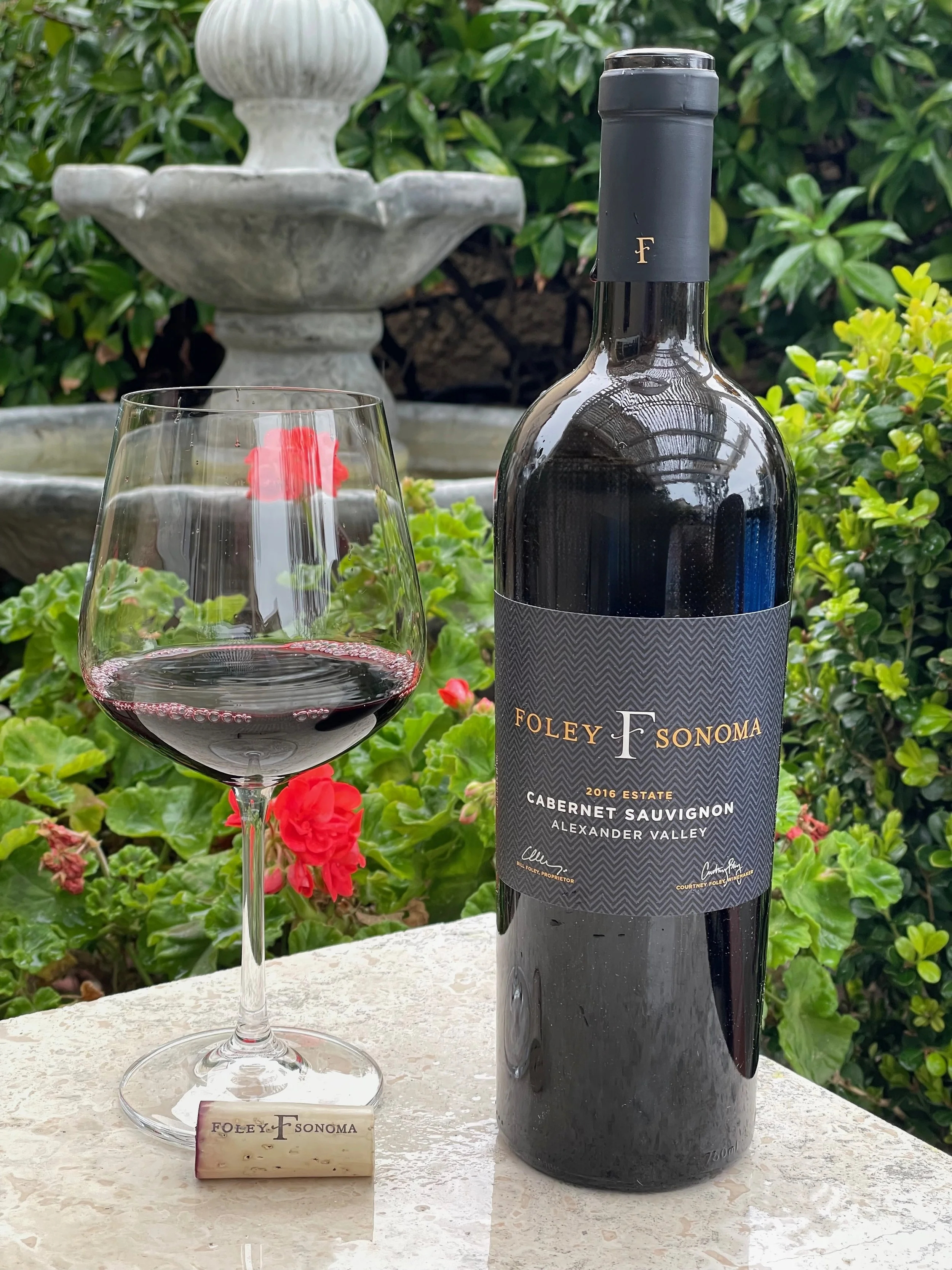   2016 Foley Sonoma Estate Cabernet Sauvignon ($55)   Foley Sonoma was founded in 2016 in Alexander Valley, part of the Sonoma Valley, CA.  Their winemaking philosophy is about pure varietal expression which produces award-winning, balanced wines ric
