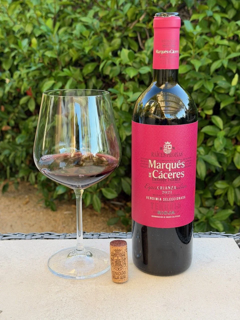   2021 Marqués De Cáceres Crianza ($13.99)   Enrique Forner founded the Bodegas Marqués de Cáceres winery in Spain in 1970. Don Vicente Noguera, the 7th Marquis of Cáceres (granted by the King of Spain) and a Grandee of Spain (a high-ranking nobleman