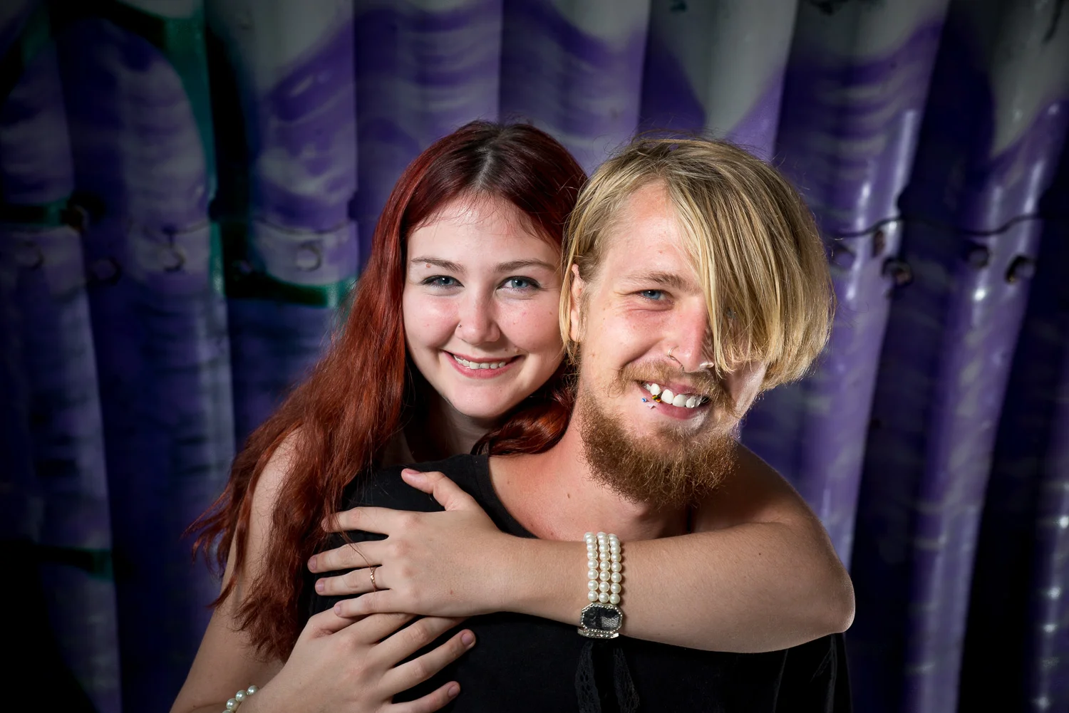 Urban graffiti background engagement portraits