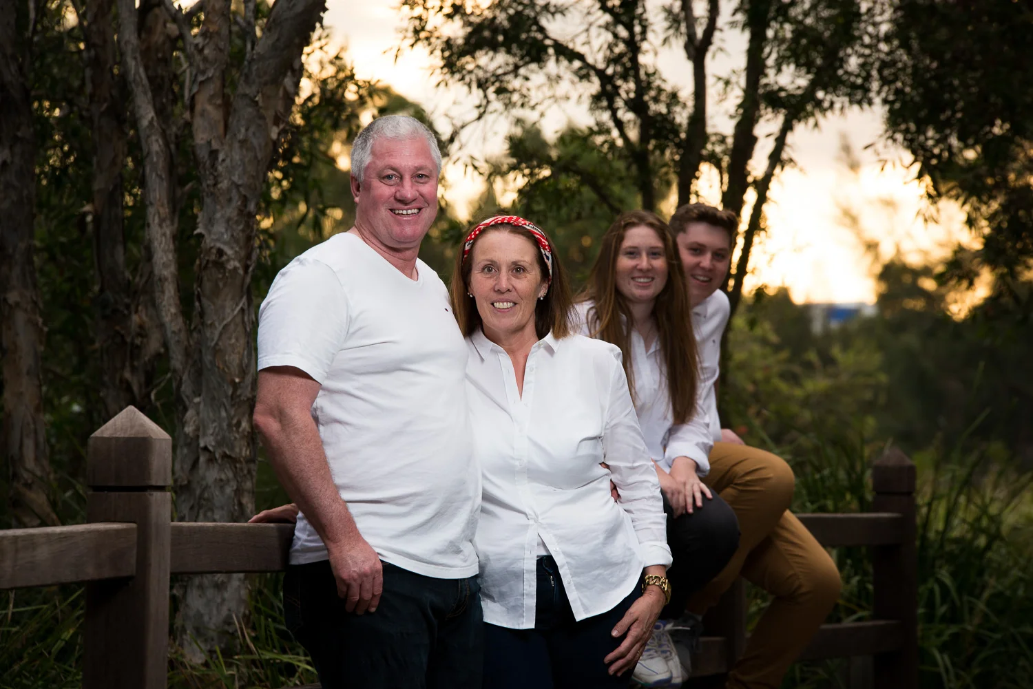 Late afternoon adult family portraits at Lake Eden North Lakes Stuart C Photography Caboolture Outdoor Portrait Photographer