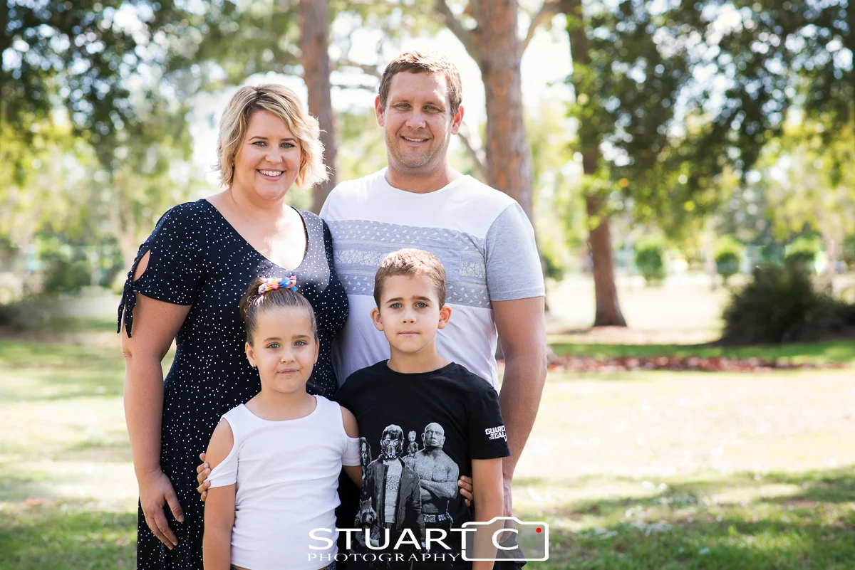 Small family portrait taken in natural light in Beachmere park
