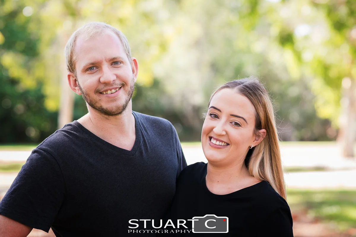 Portrait of couple standing in Clayton Park Briggs Avenue Beachmere